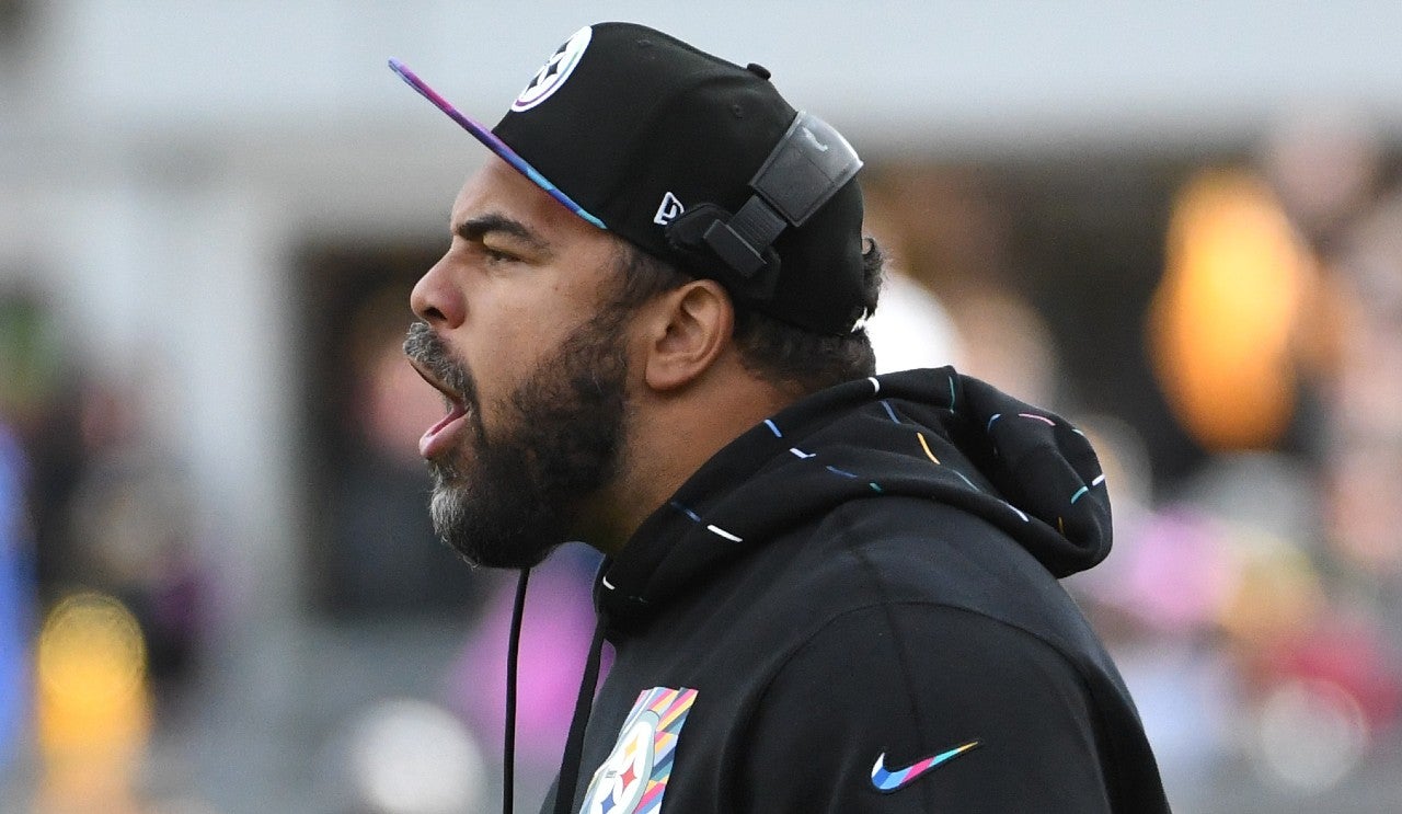 Oct 8, 2023; Pittsburgh, Pennsylvania, USA; Pittsburgh Steelers player Cam Heyward cheers on his team as the go against the Baltimore Ravens during the fourth quarter at Acrisure Stadium. Mandatory Credit: Philip G. Pavely-USA TODAY Sports