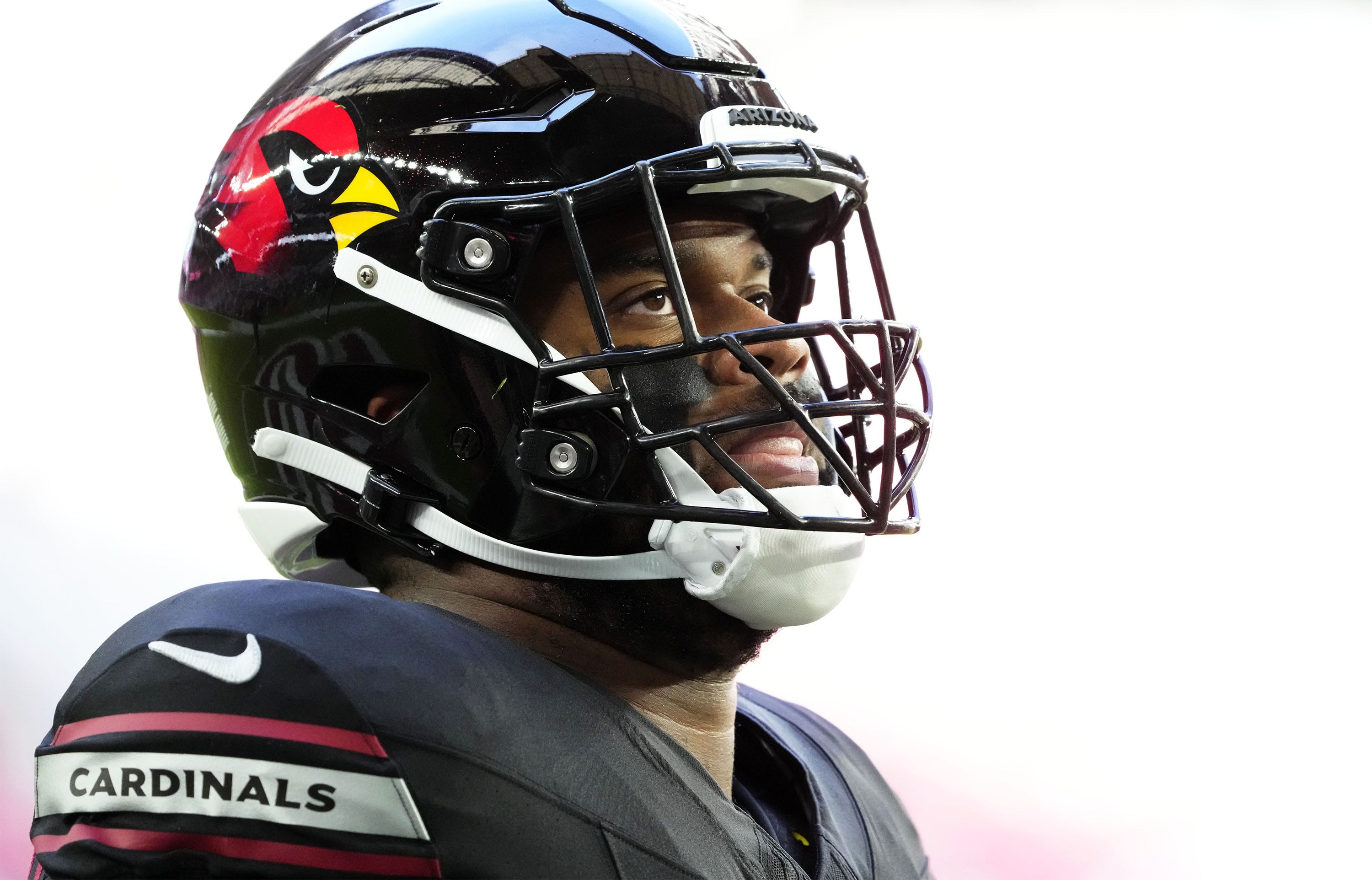 Arizona Cardinals offensive tackle Paris Johnson Jr. (70) during pregame warmups before playing the Los Angeles Rams at State Farm Stadium in Glendale on Nov. 26, 2023