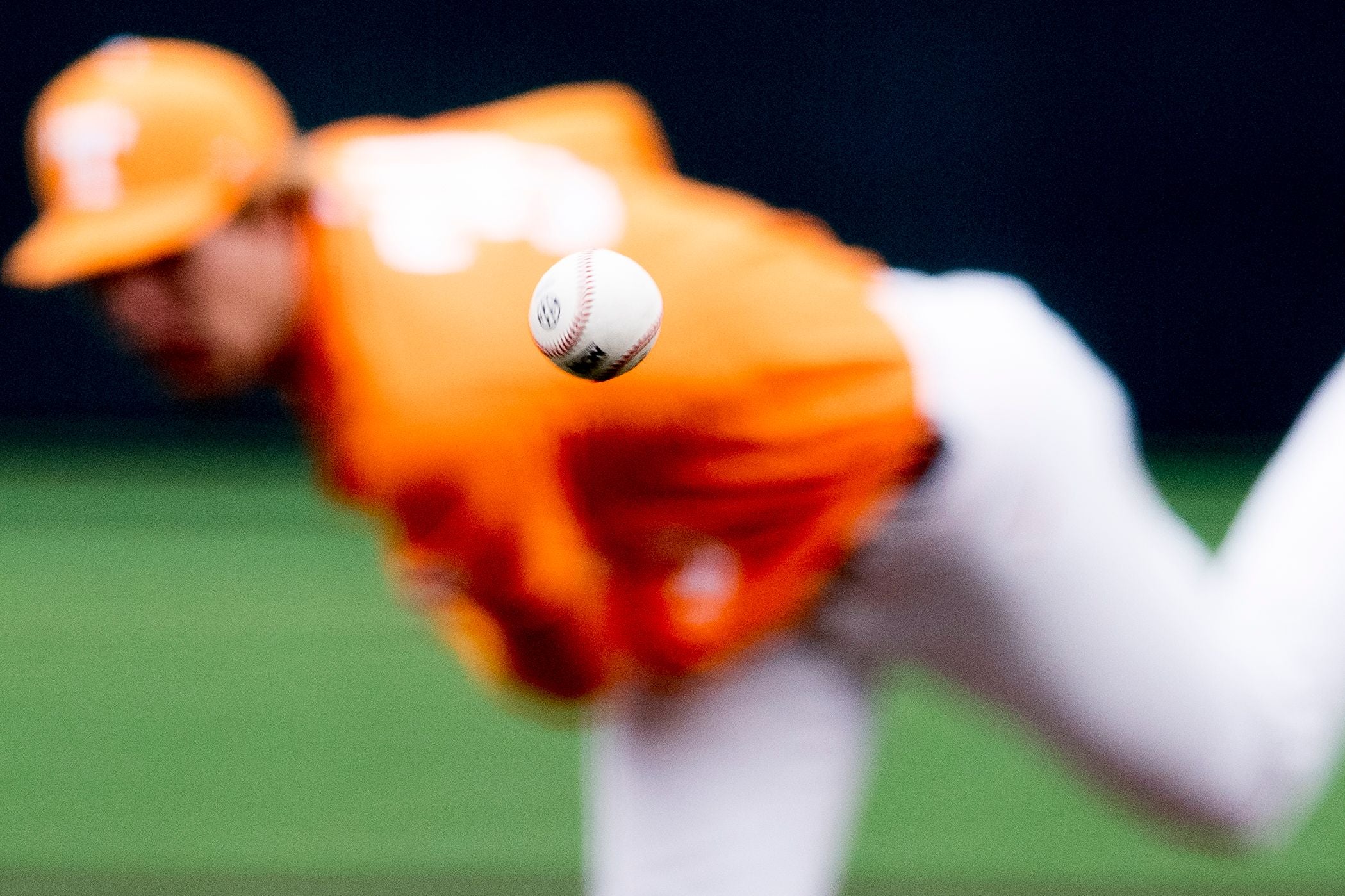 Tennessee pitcher Garrett Crochet (34) pitches the ball during a Tennessee baseball home opener game against Appalachian State at Lindsey Nelson Stadium in Knoxville, Tennessee on Saturday, February 16, 2019.