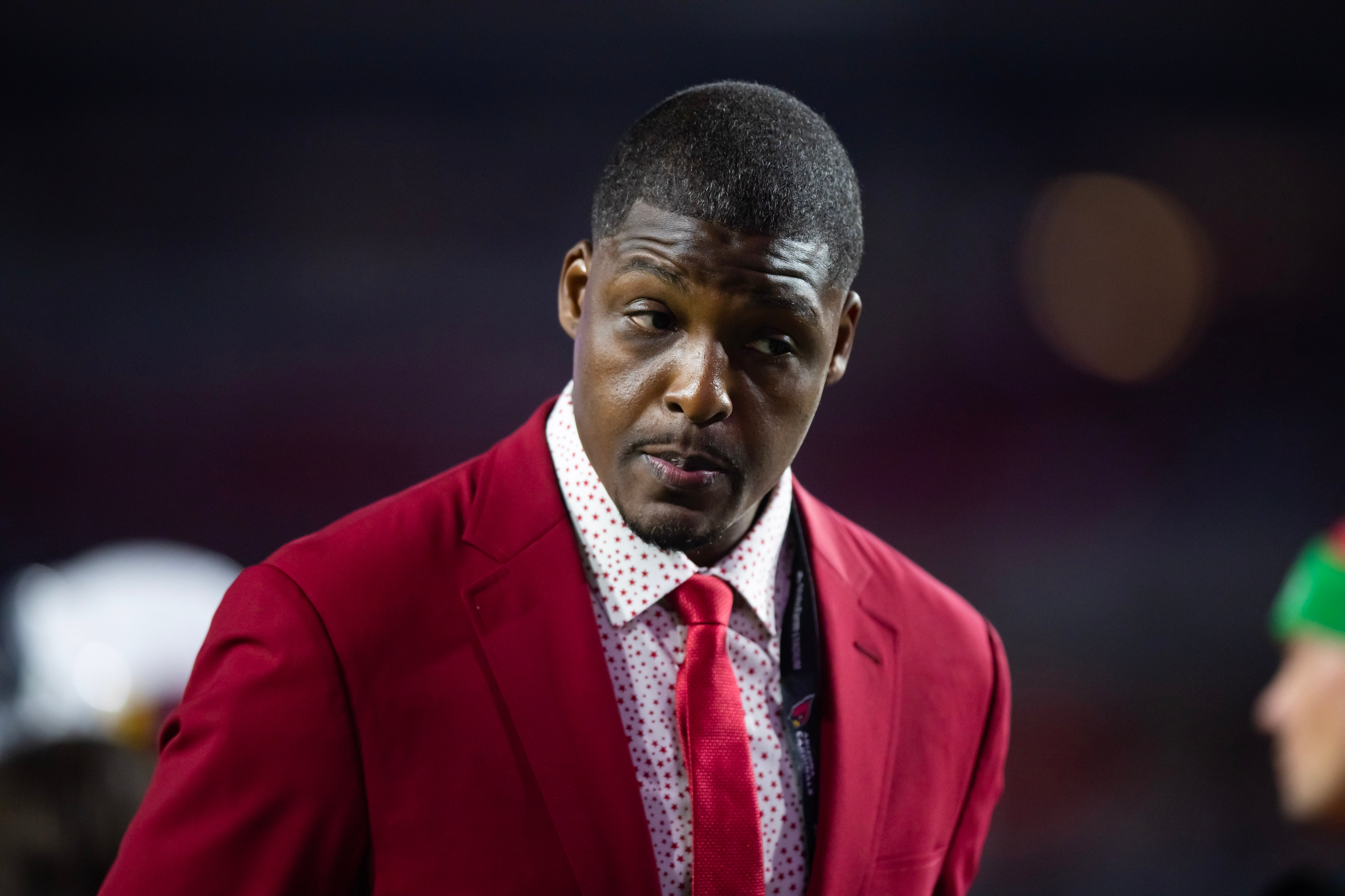 Dec 25, 2022; Glendale, Arizona, USA; Arizona Cardinals director of pro scouting Adrian Wilson prior to the game against the Tampa Bay Buccaneers at State Farm Stadium. Mandatory Credit: Mark J. Rebilas-USA TODAY Sports