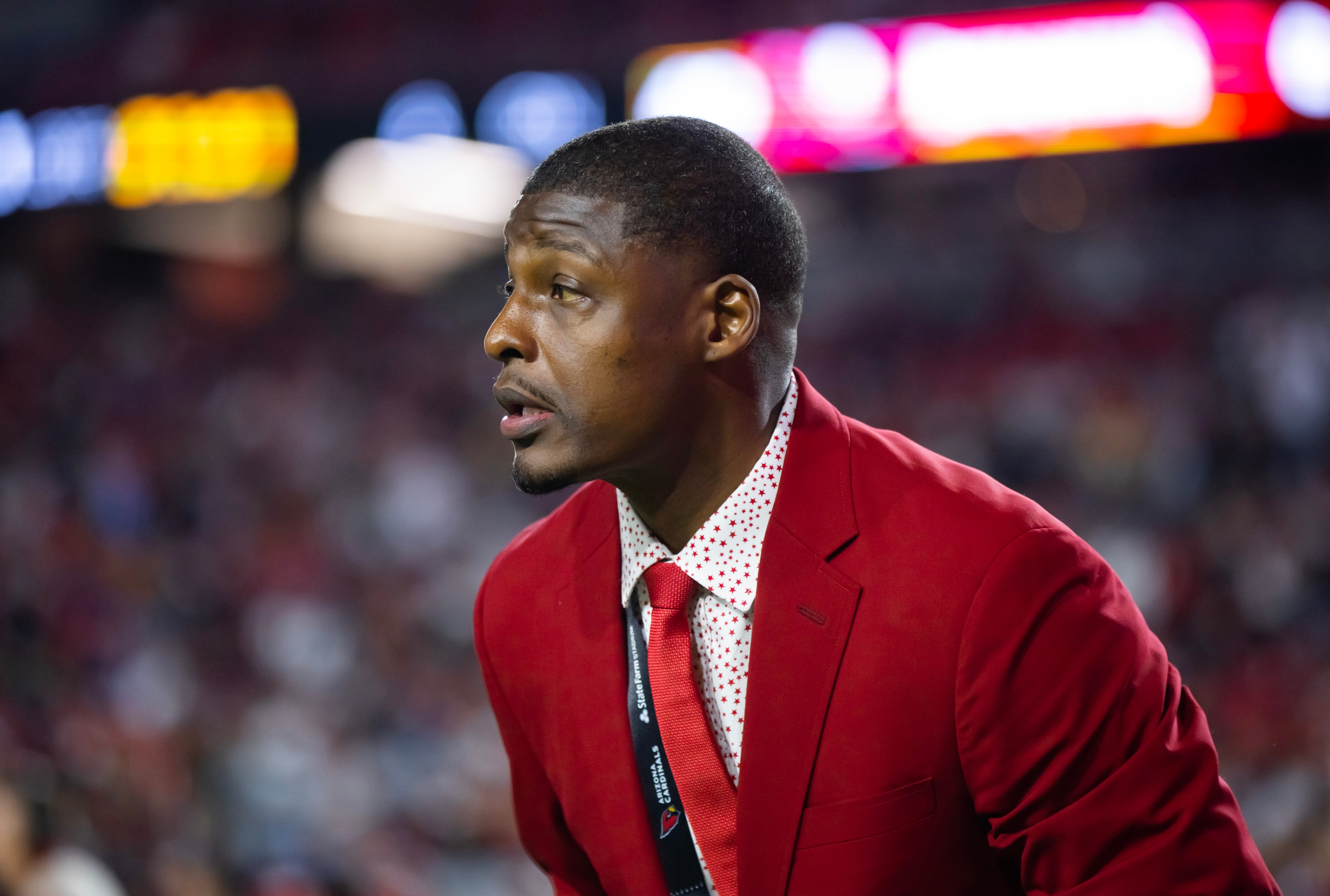 Dec 25, 2022; Glendale, Arizona, USA; Arizona Cardinals director of pro scouting Adrian Wilson before the game against the Tampa Bay Buccaneers at State Farm Stadium. Mandatory Credit: Mark J. Rebilas-USA TODAY Sports