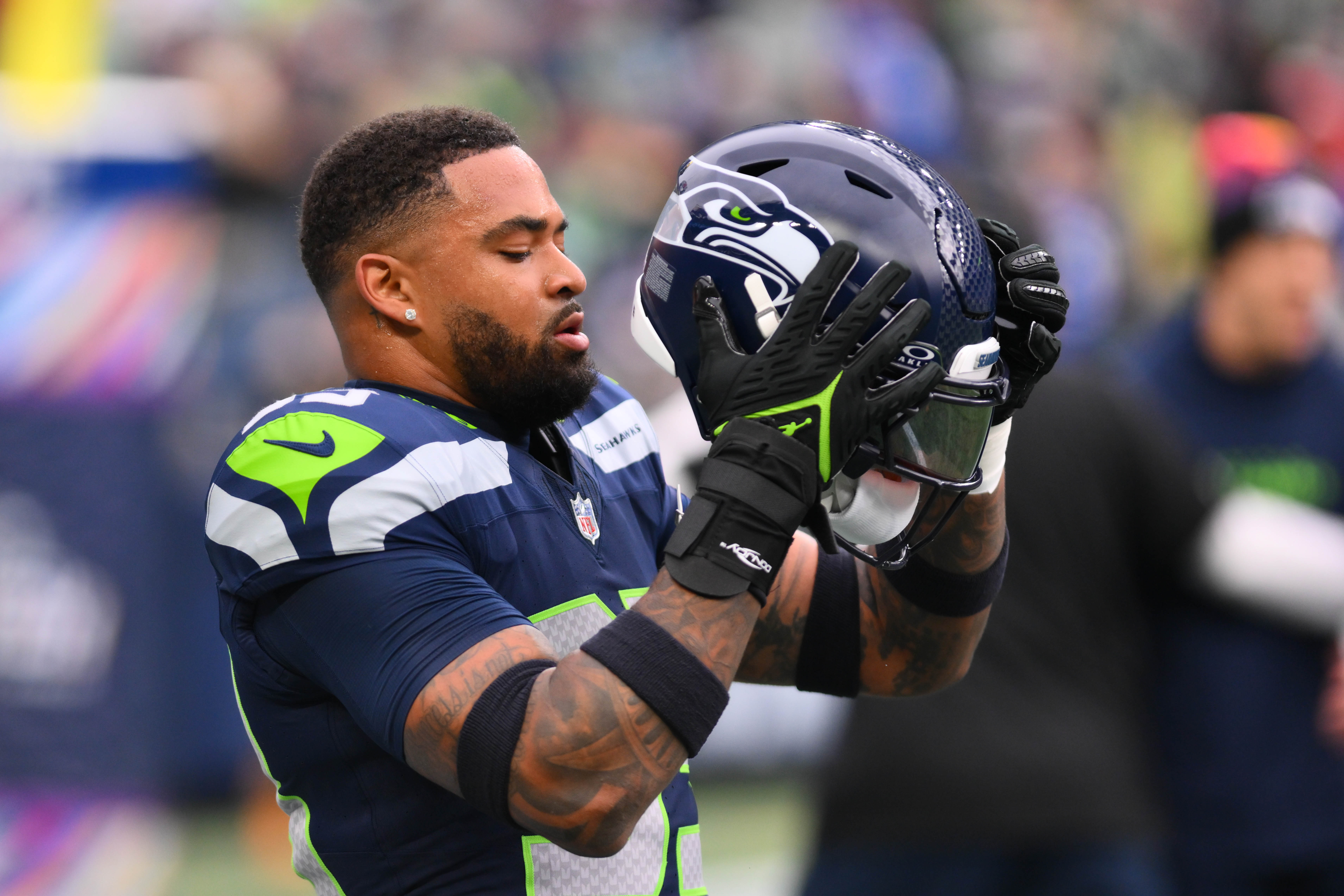 Seattle Seahawks safety Jamal Adams (33) prior to the game against the Arizona Cardinals at Lumen Field. Steven Bisig-USA TODAY Sports
