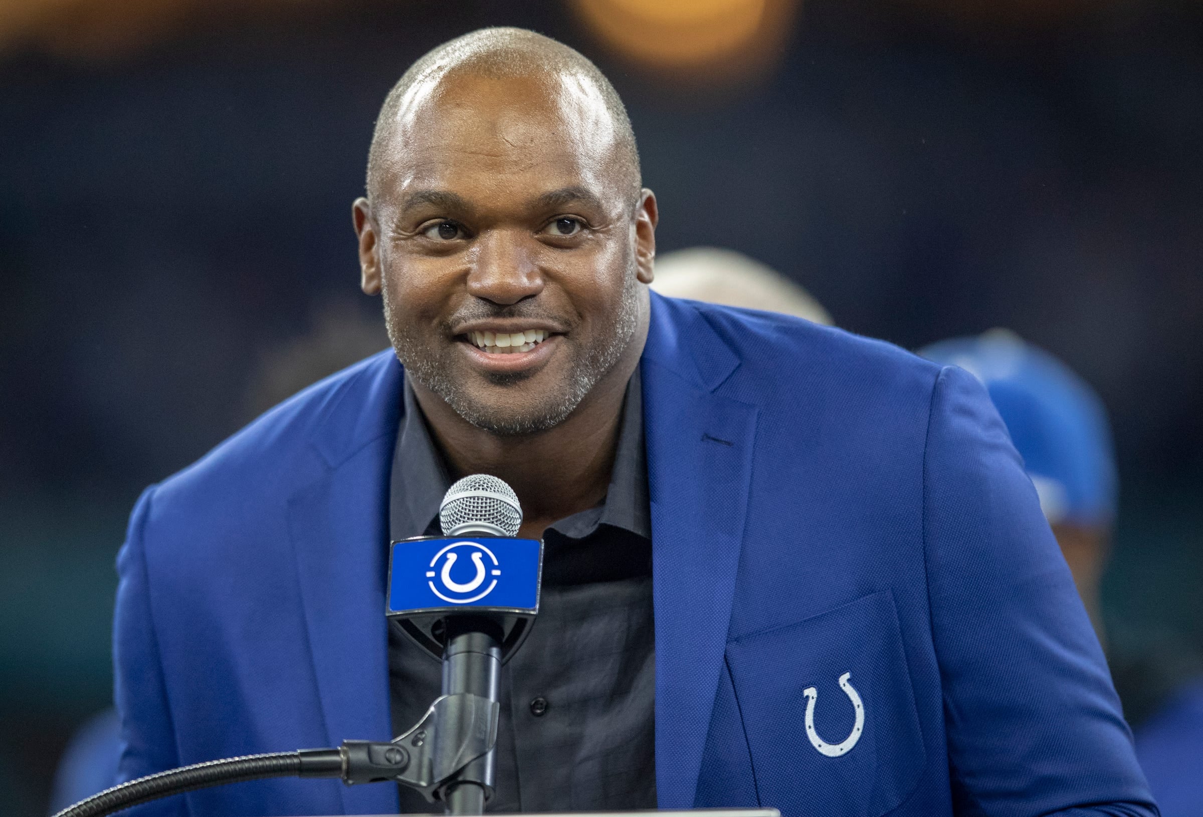 Dwight Freeney, Ring of Honor recipient, Miami Dolphins at Indianapolis Colts, Sunday, Nov. 10, 2019. Dolphins At Colts