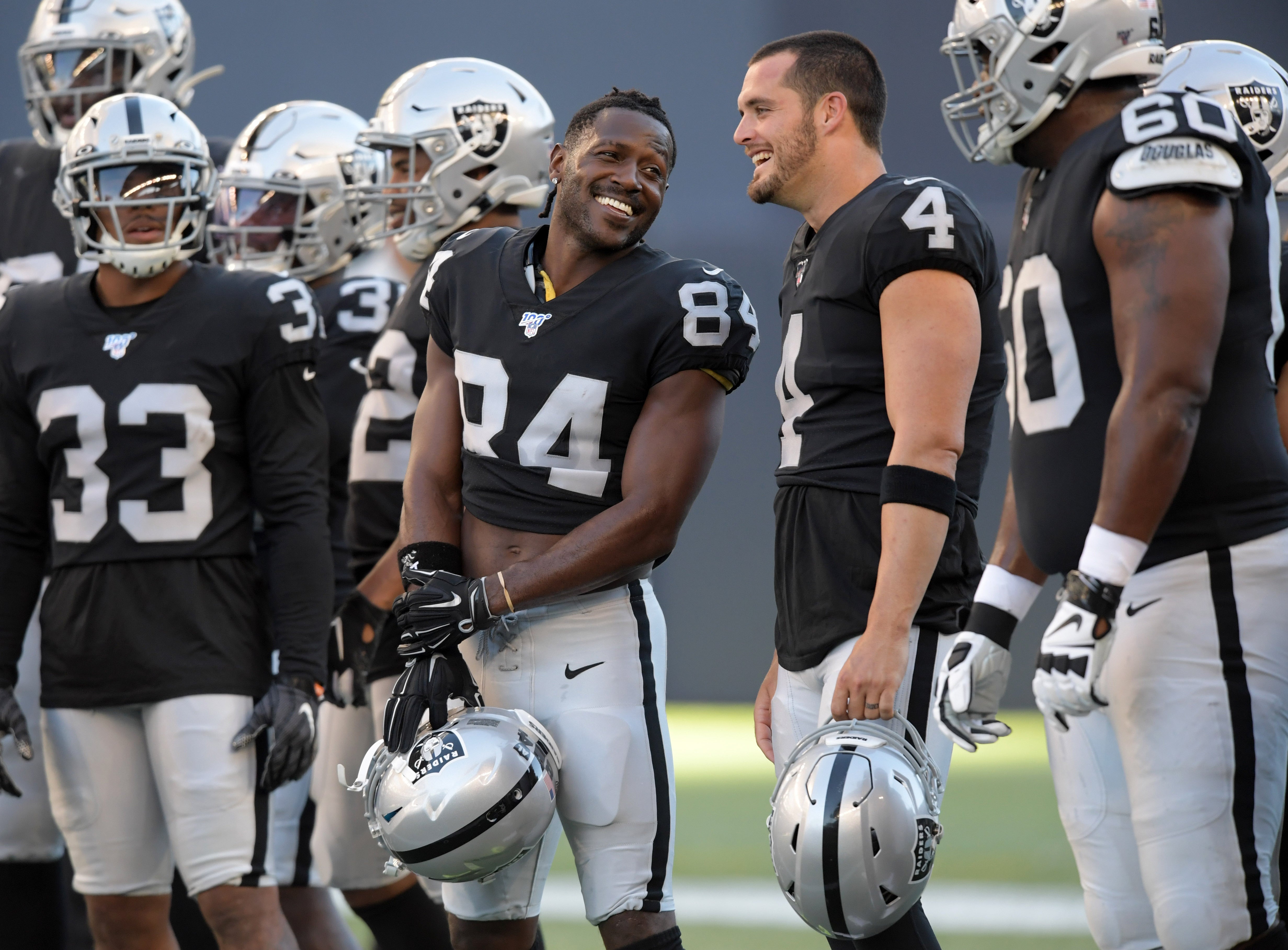 Las Vegas Raiders Antonio brown and Derek Carr
