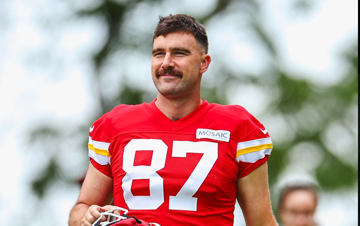 Travis Kelce arrives for the start of Kansas City Chiefs 2024 training camp