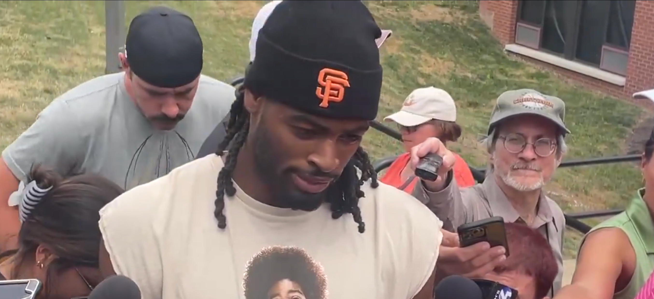 Pittsburgh Steelers RB Najee Harris addresses the media about contract situation during training camp report day