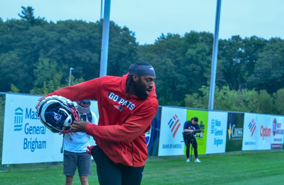 Matthew Judon arrives for practice on the first day of training camp - July 24, 2024
