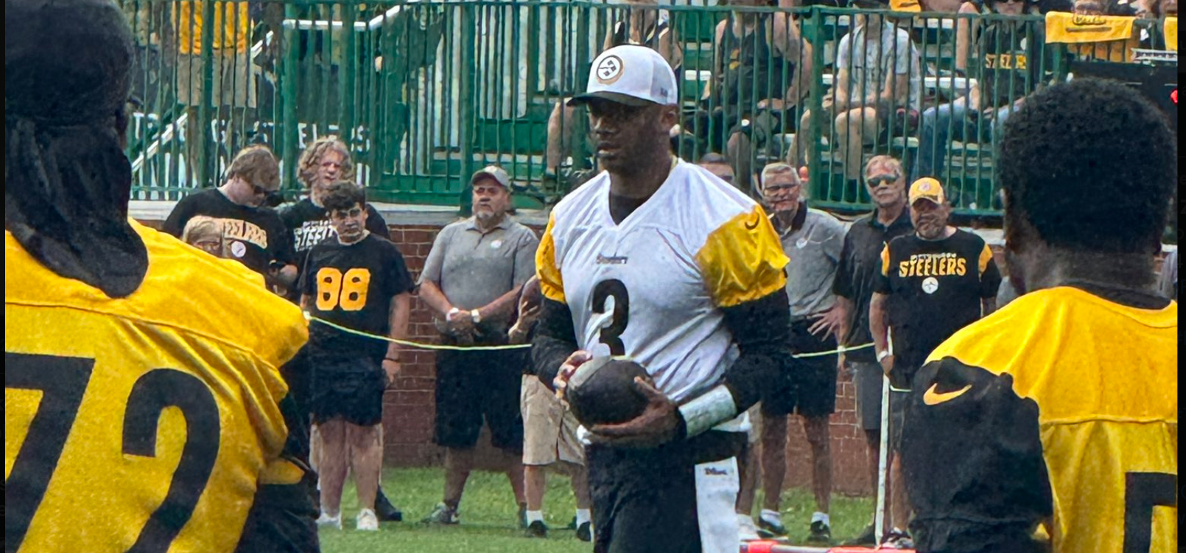 Pittsburgh Steelers QB Russell Wilson sits out day one of Pittsburgh Steelers training camp at Saint Vincent College in Latrobe, Pennsylvania