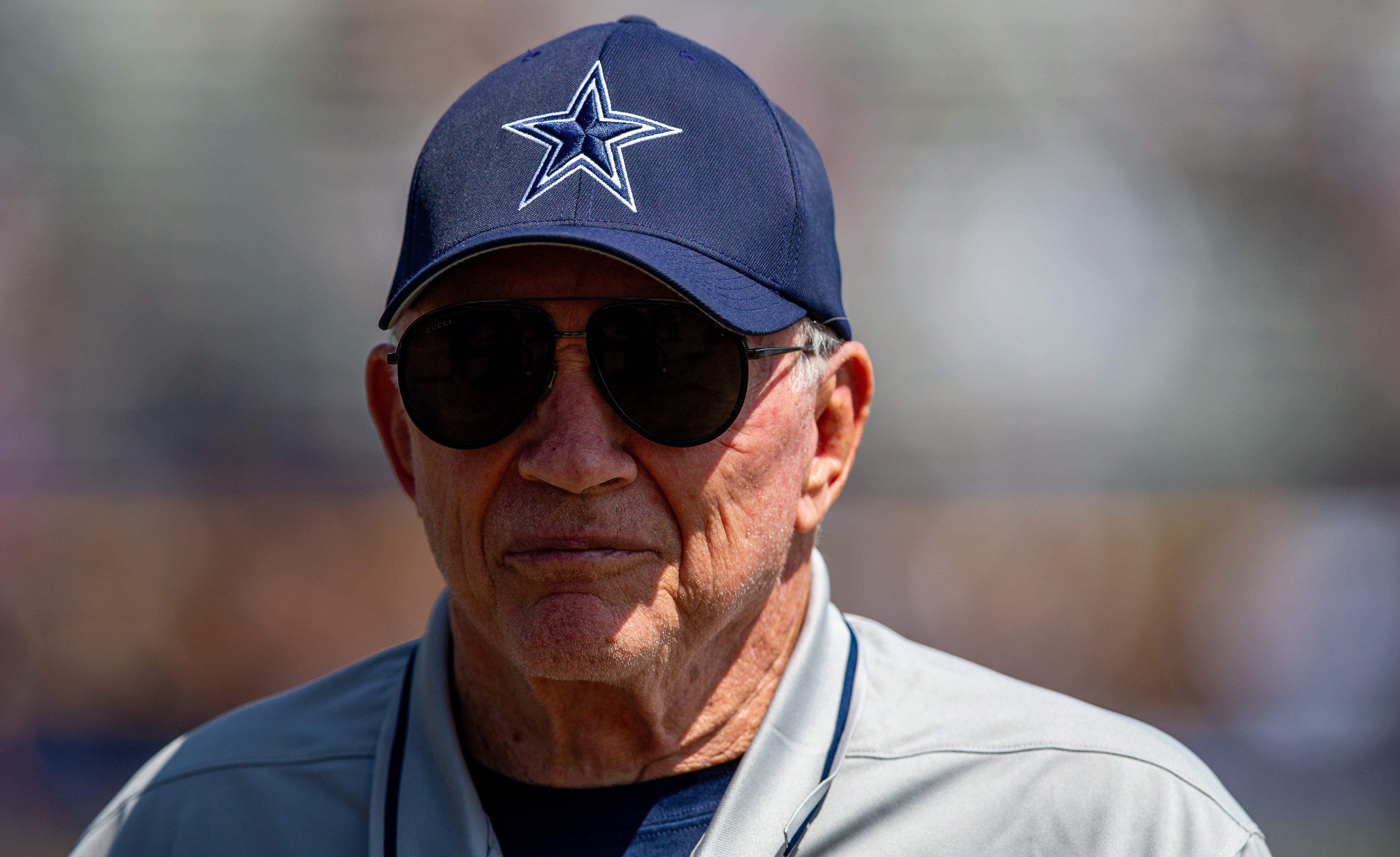 Dallas Cowboys owner Jerry Jones during training camp at the Marriott Residence Inn-River Ridge playing fields.