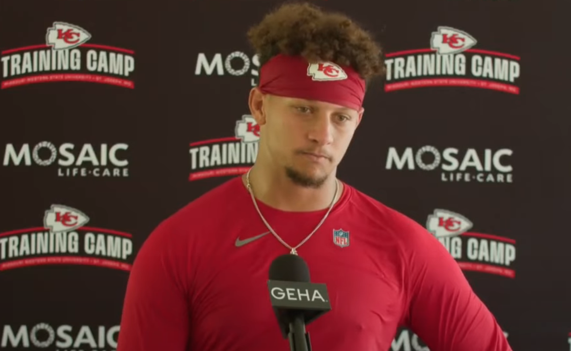 Chiefs QB Patrick Mahomes speaks to the media on Friday at training camp.