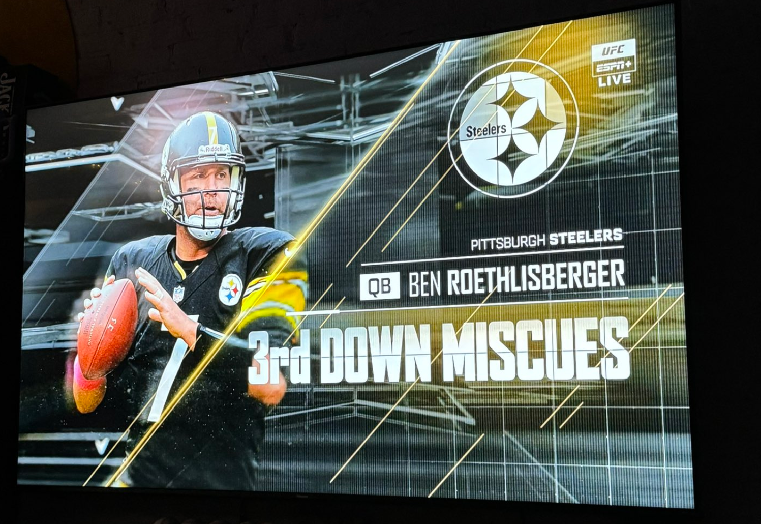 Former Pittsburgh Steelers QB Ben Roethlisberger featured during UFC 304 PPV
