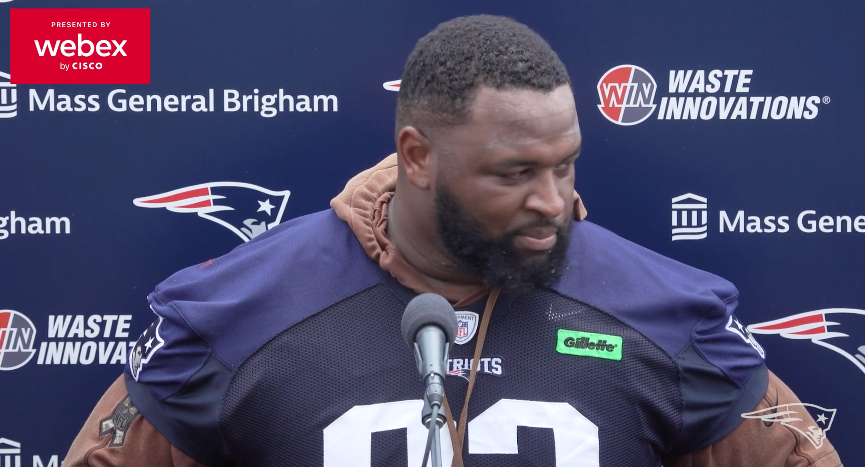 DT Davon Godchaux speaks with the media after signing a new contract extension.