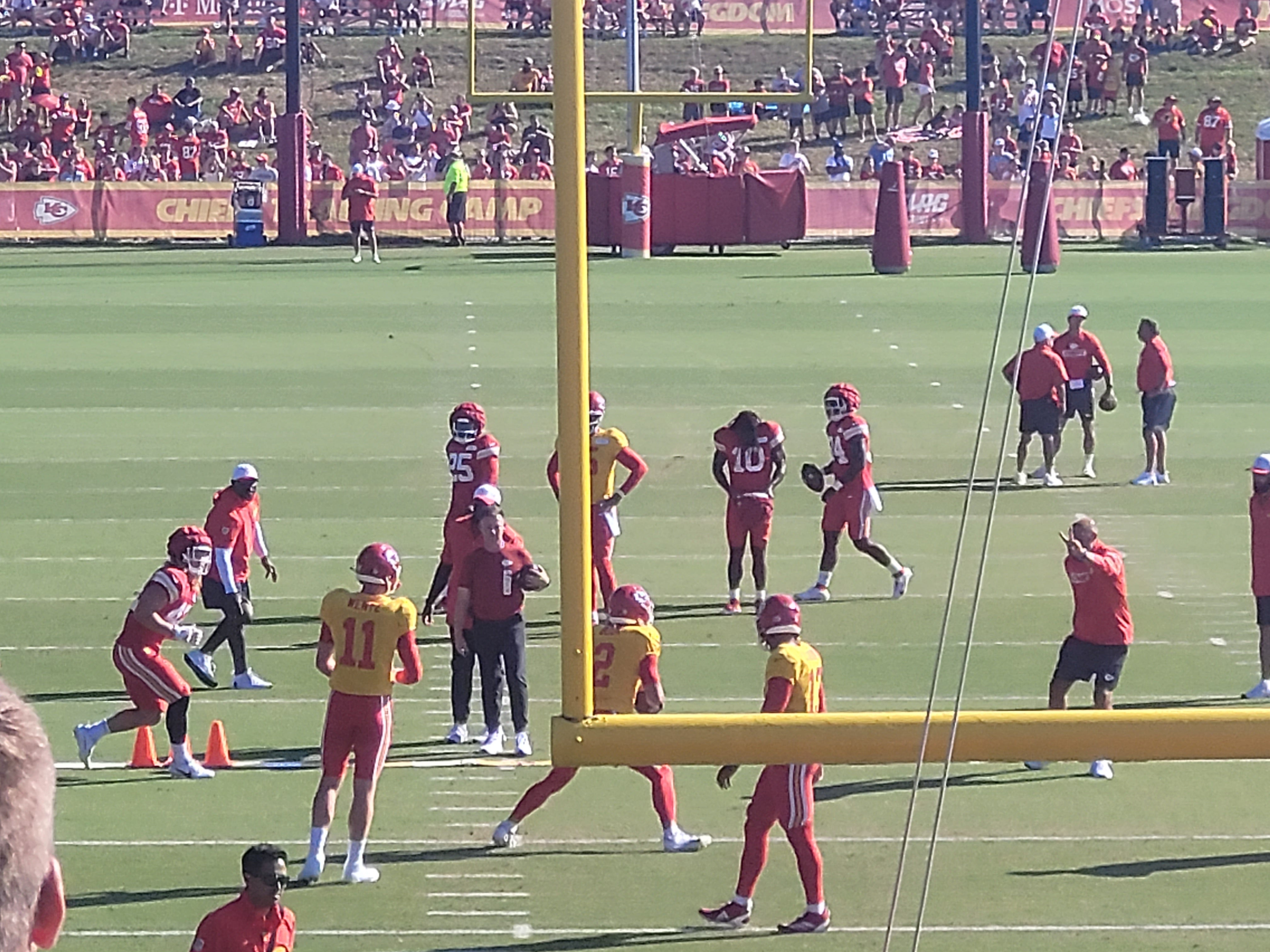 Chiefs RB Carson Steele runs a drill during training camp practice
