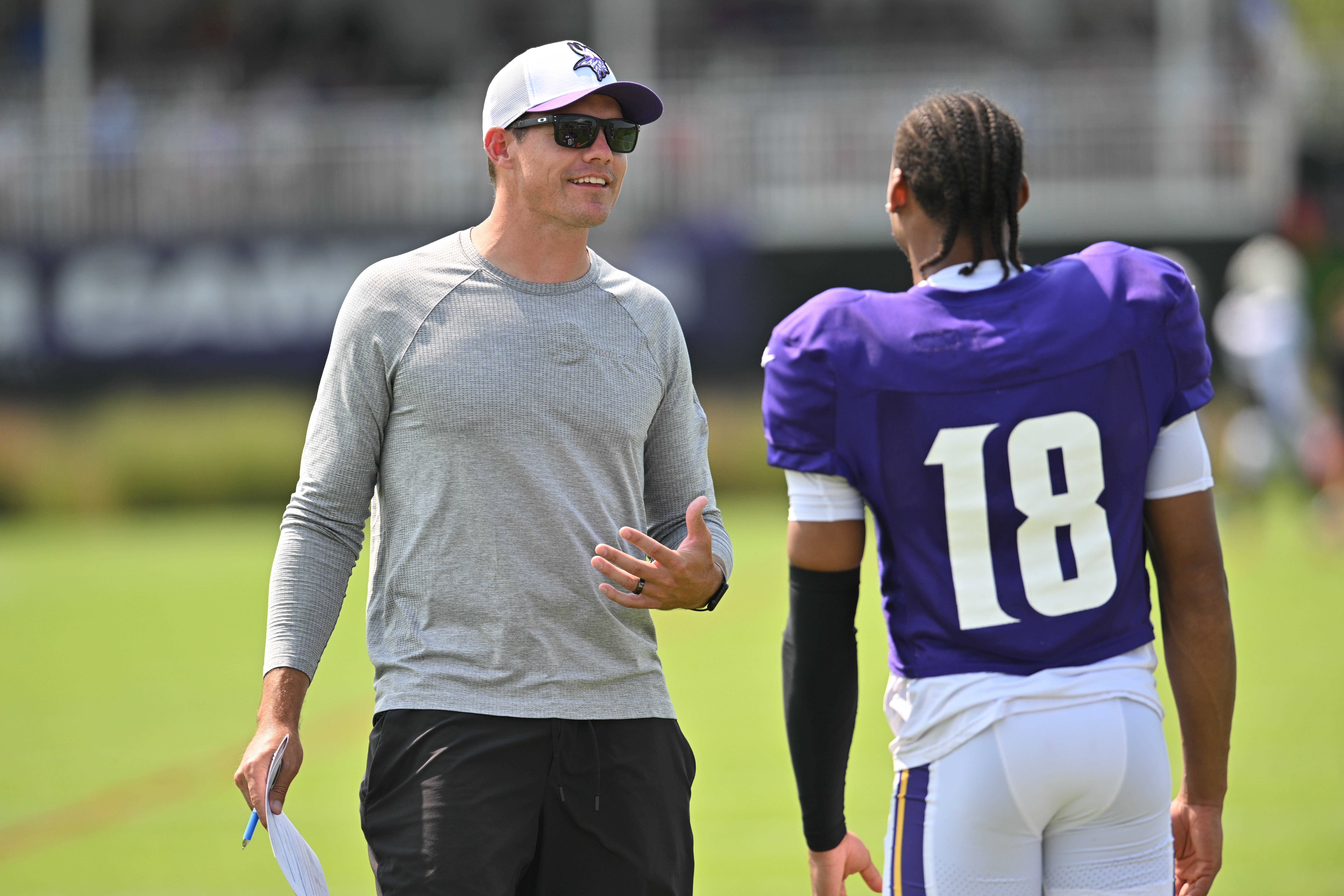 Kevin O'Connell Justin Jefferson Vikings Training Camp