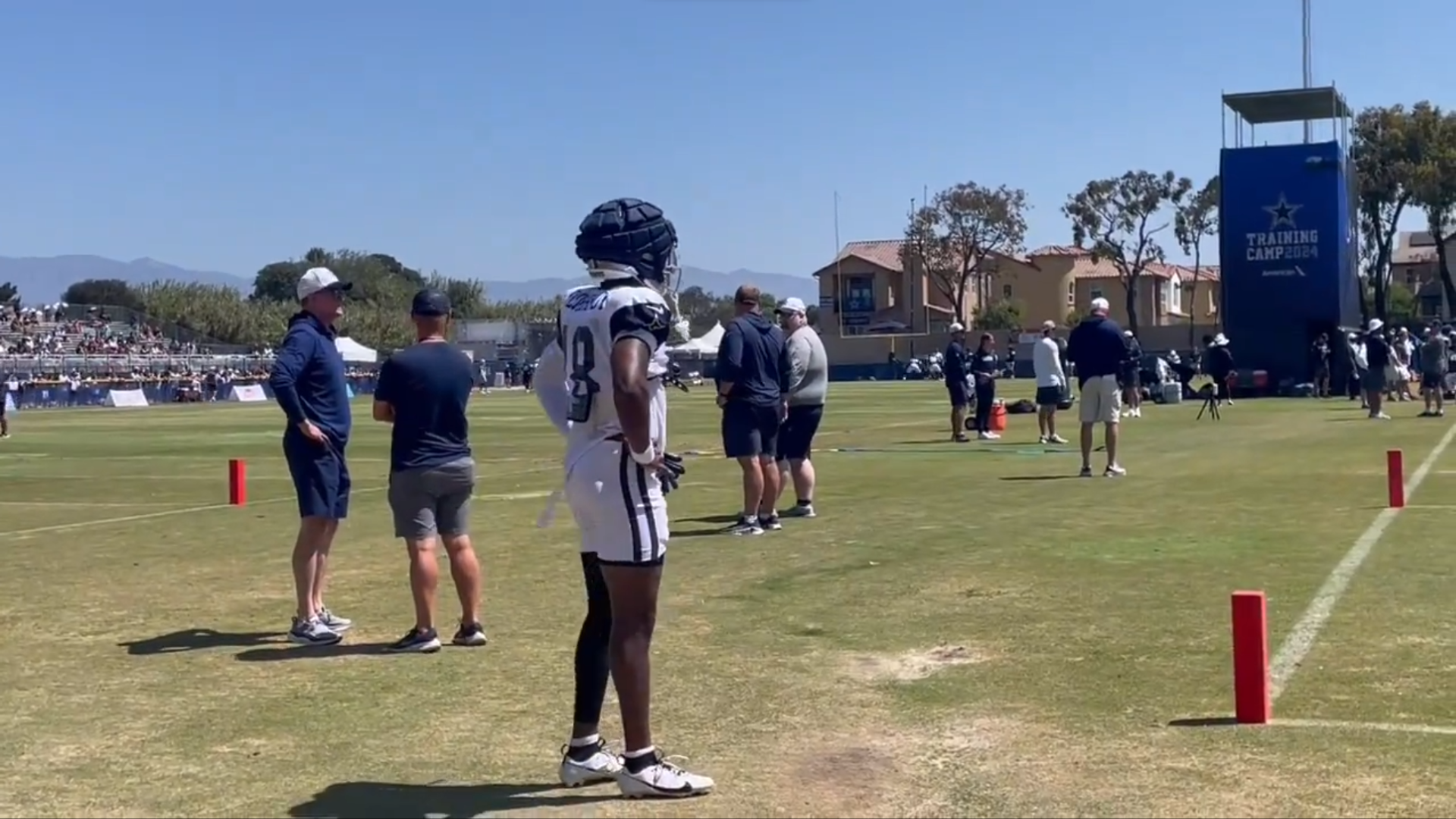 Dallas Cowboys rookie WR Ryan Flournoy suits up for his first padded practice of training camp.