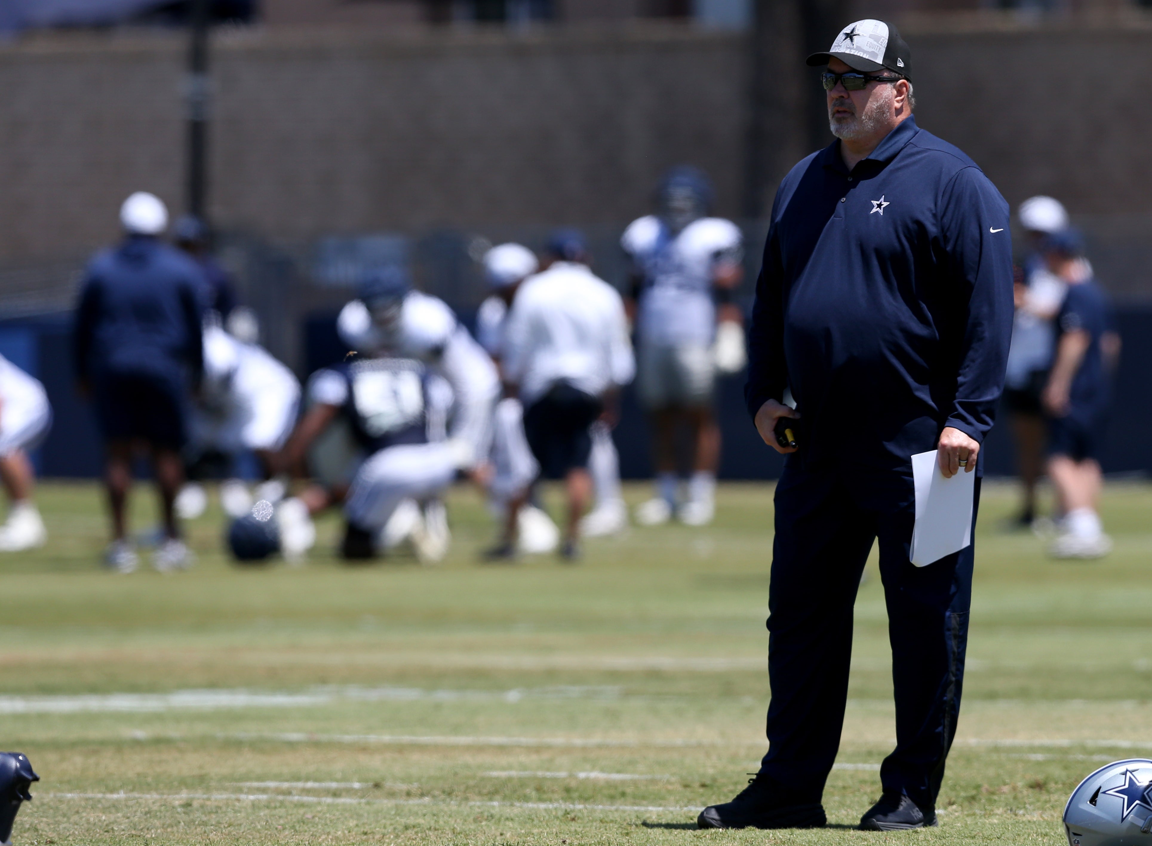 Dallas Cowboys head coach Mike McCarthy during training camp at the River Ridge Playing Fields in Oxnard, California.