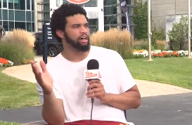 Caleb Williams appears on the "Up & Adams Show" following Thursday's practice.