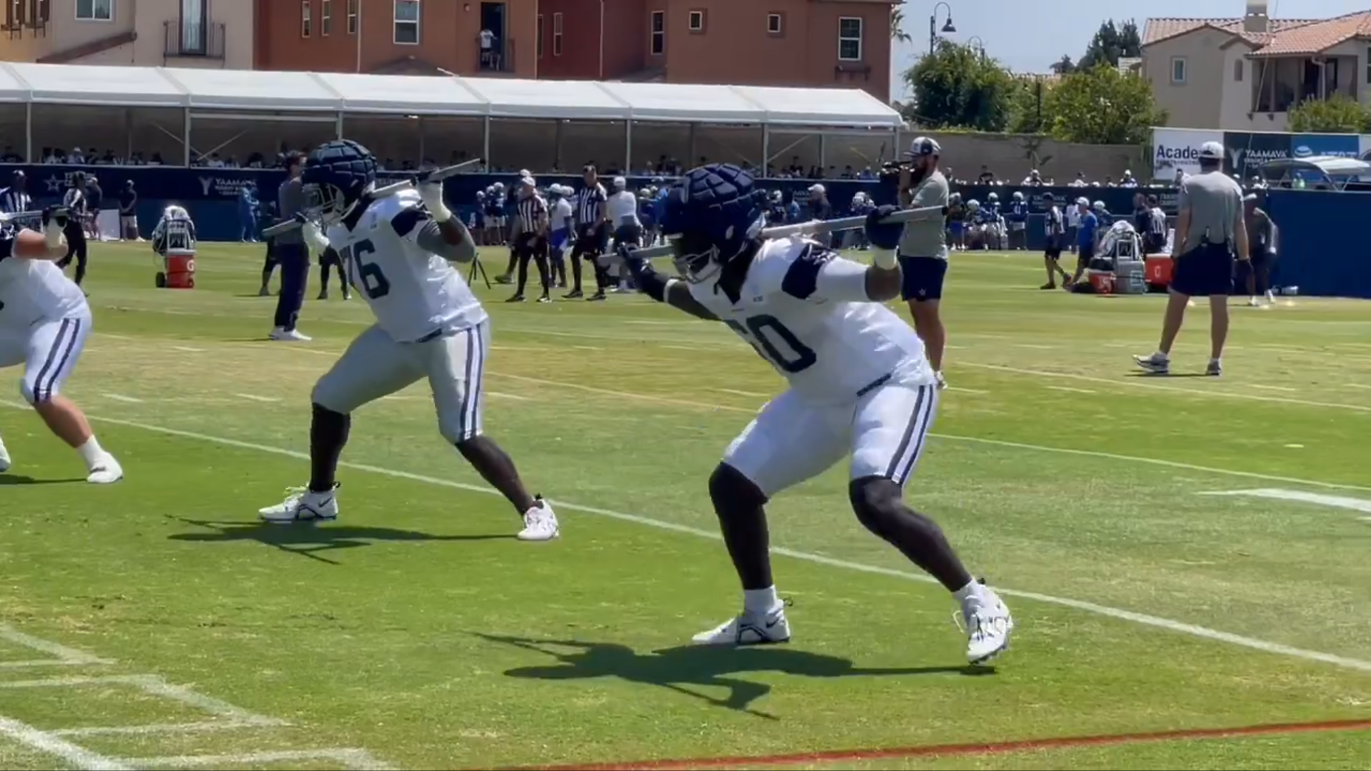 Dallas Cowboys rookie LT Tyler Guyton working individually ahead of Cowboys, Rams joint practice.