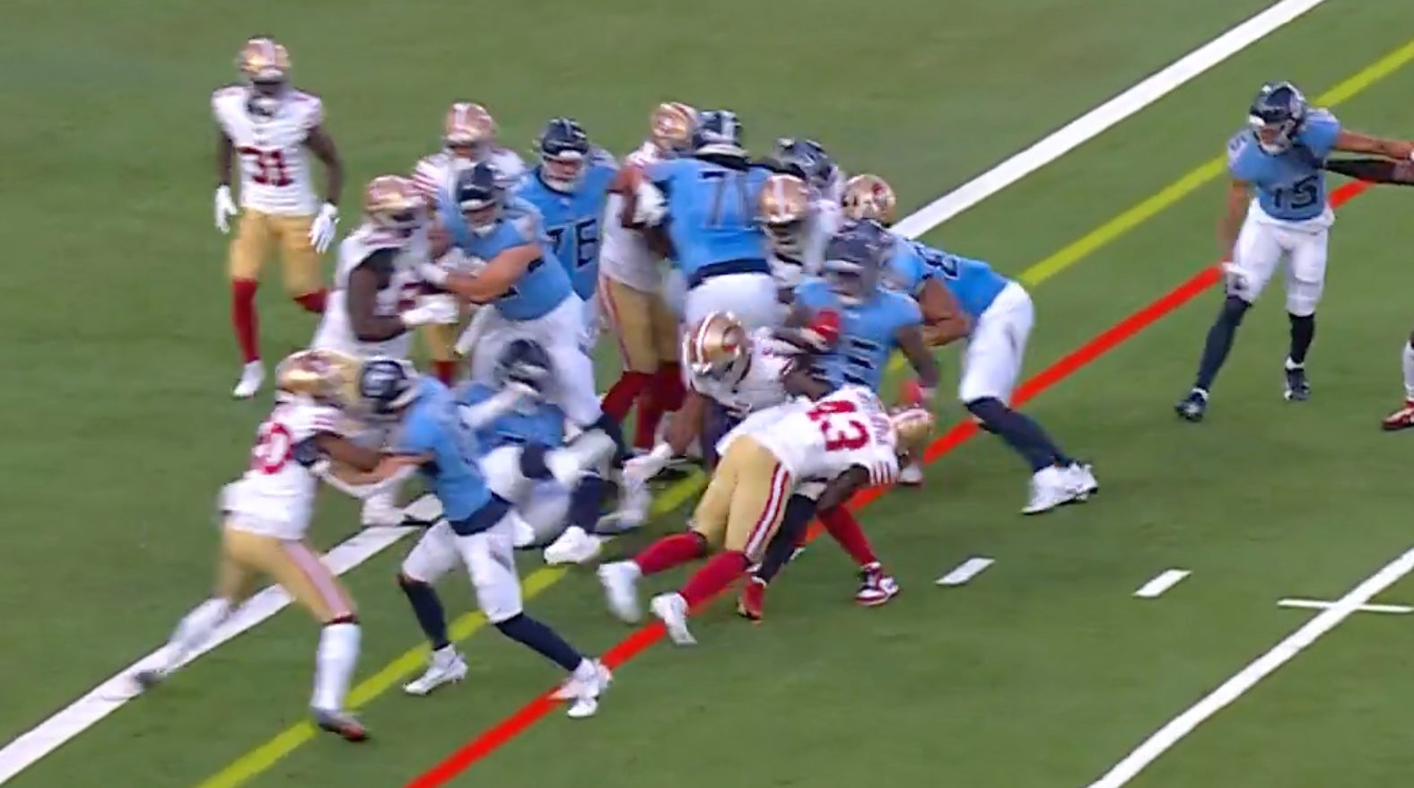 Malik Mustapha makes a fourth-down stop against the Titans.