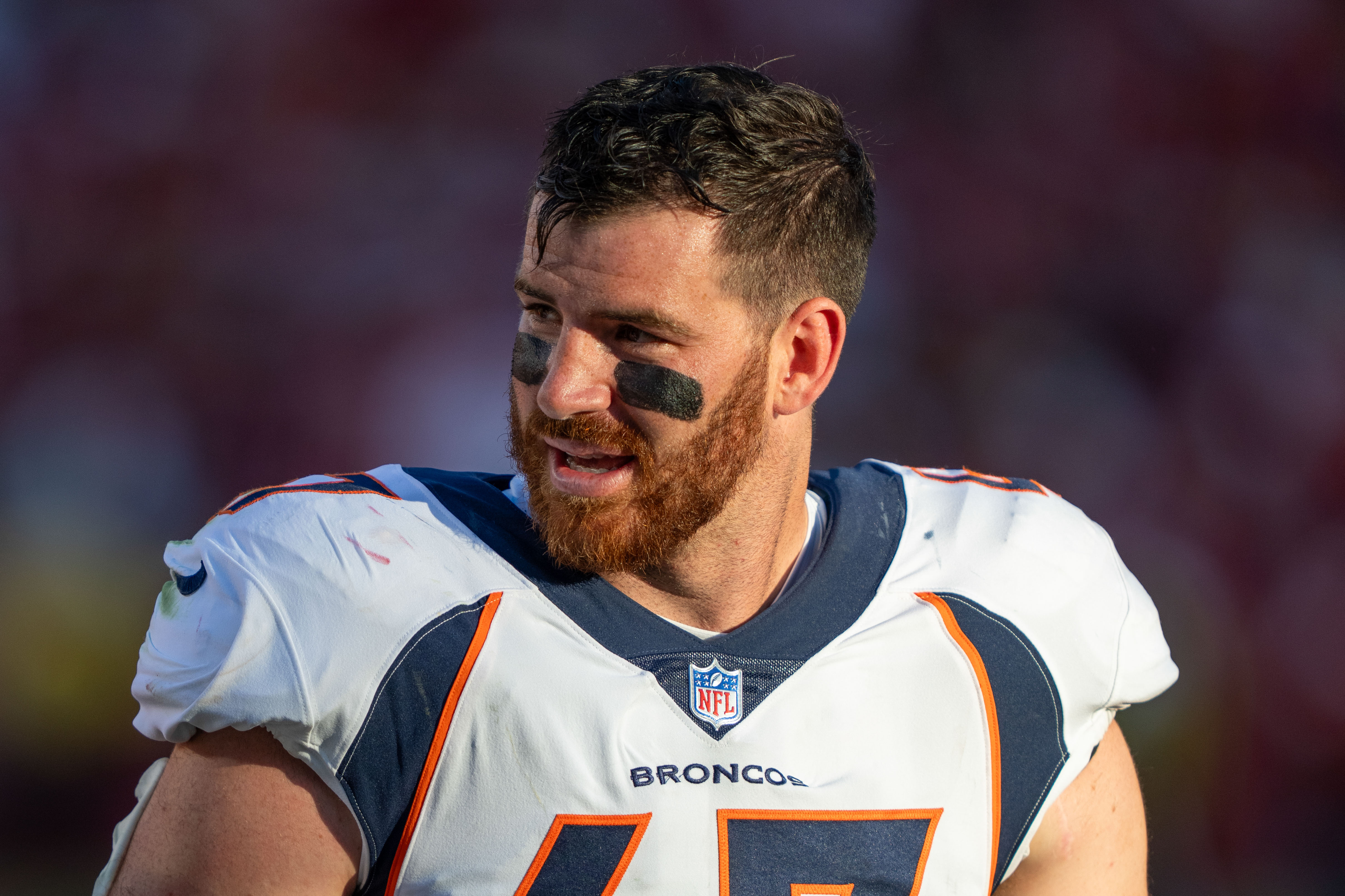 August 19, 2023; Santa Clara, California, USA; Denver Broncos linebacker Josey Jewell (47) during halftime against the San Francisco 49ers at Levi's Stadium. Mandatory Credit: Kyle Terada-USA TODAY Sports