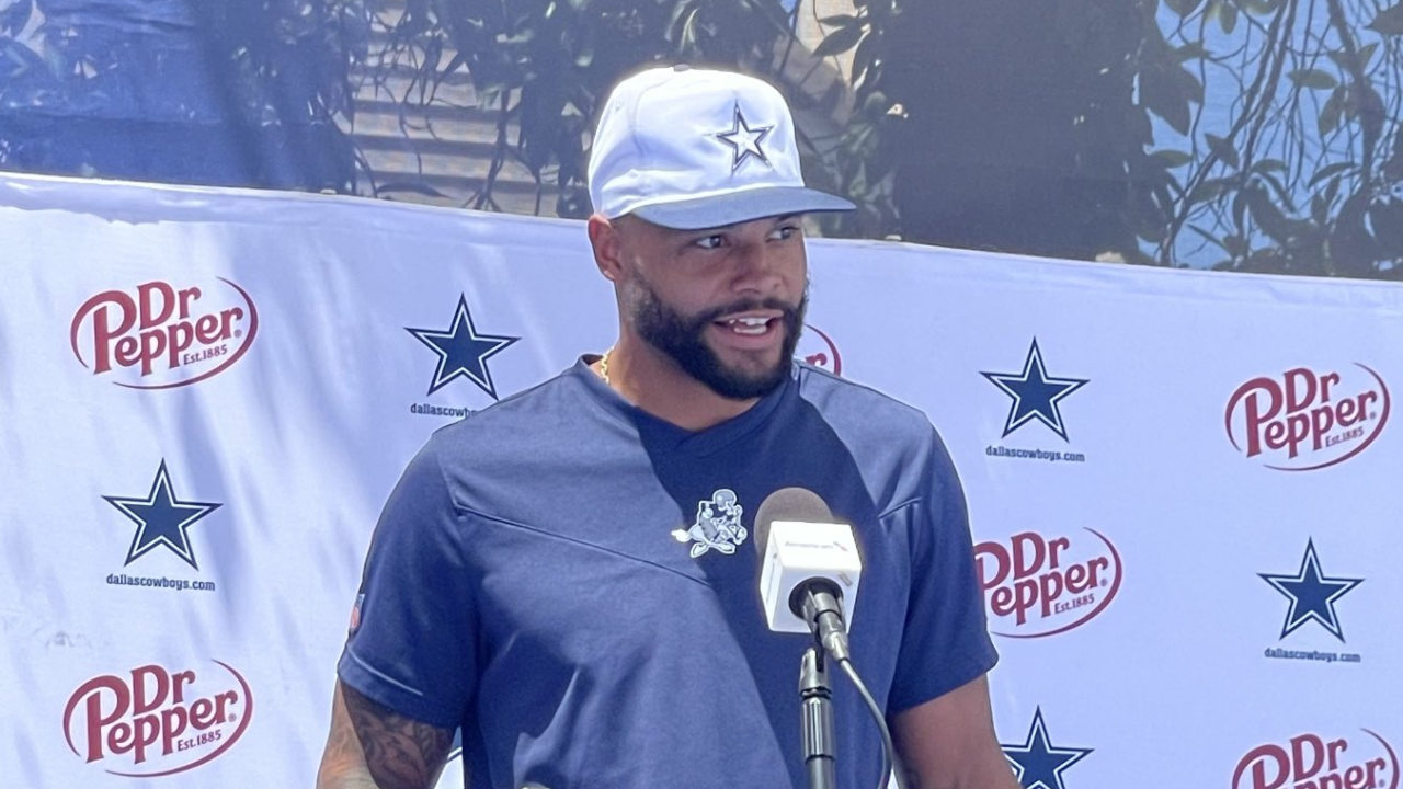 Dallas Cowboys quarterback Dak Prescott discusses contract negotiations with media.