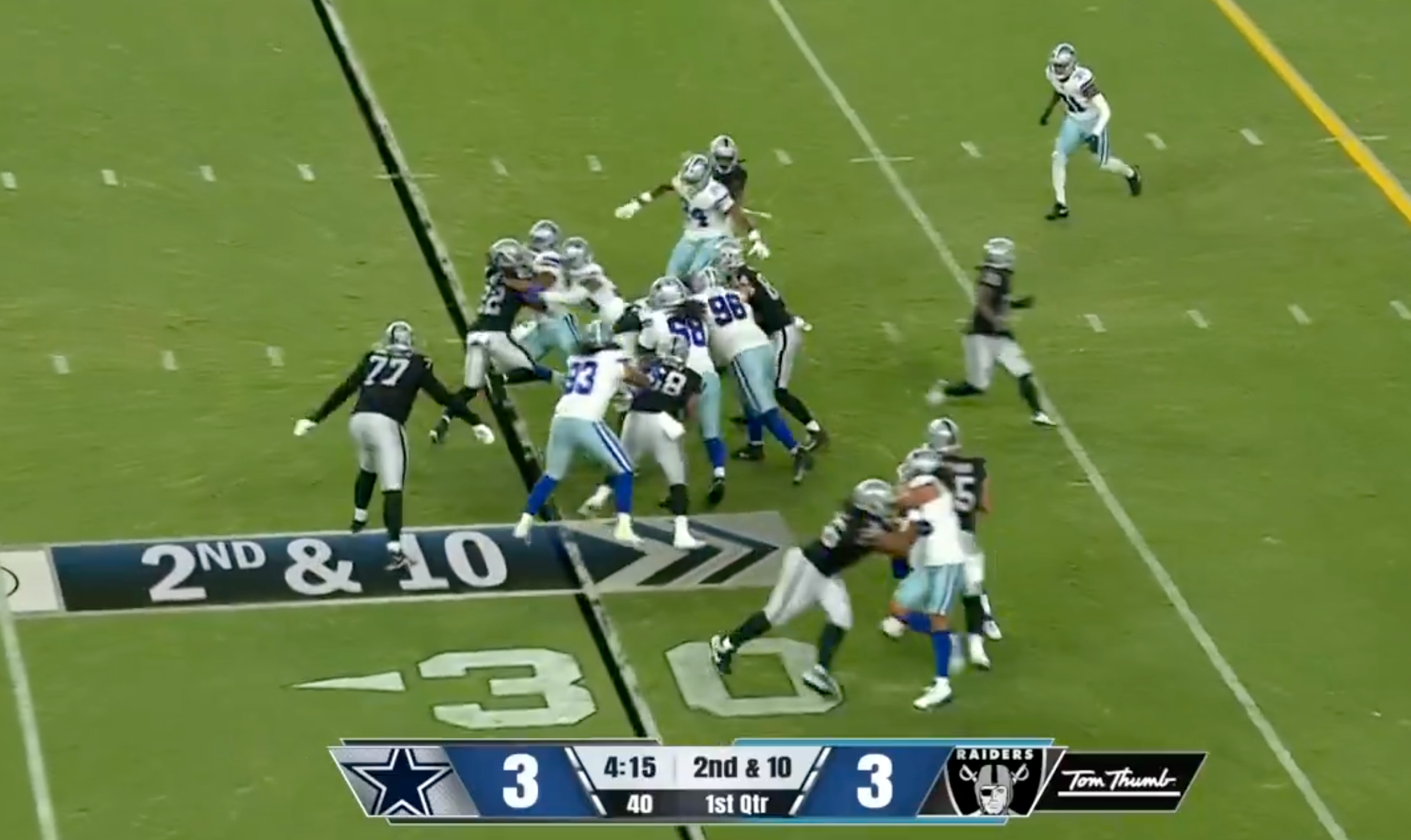 Dallas Cowboys Marshawn Kneeland chases down Las Vegas Raiders RB Alexander Mattison during preseason