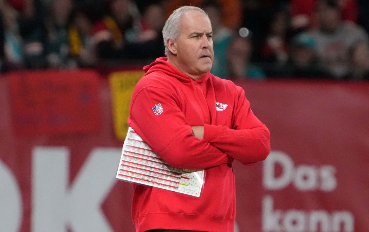 Nov 5, 2023; Frankfurt, Germany; Kansas City Chiefs special teams coordinator Dave Toub watches from the sidelines against the Miami Dolphins in the second half during an NFL International Series game at Deutsche Bank Park.