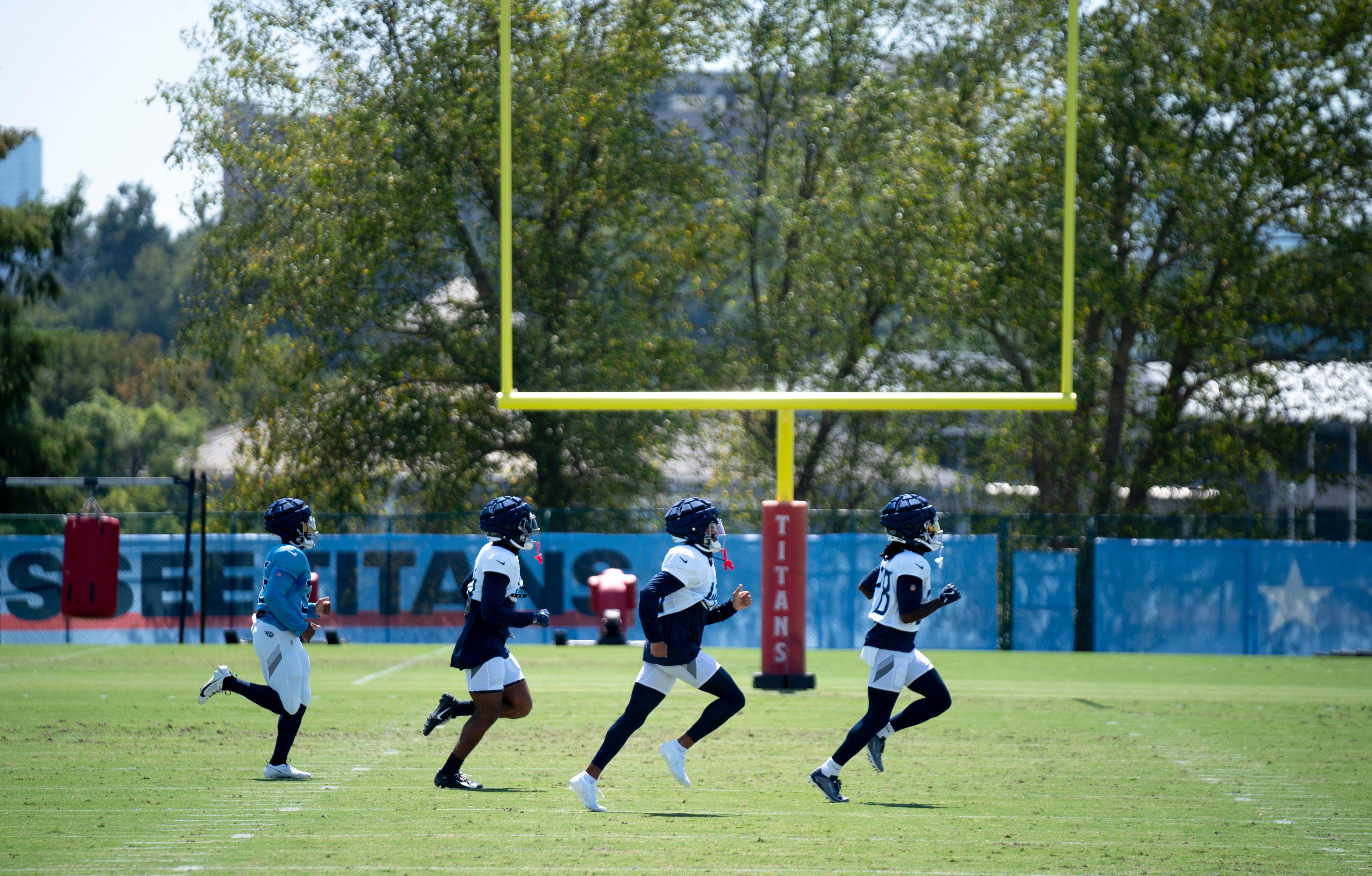 Tennessee Titans get in some extra running after practice during training camp at Ascension Saint Thomas Sports Park in Nashville, Tenn., Wednesday, Aug. 21 2024 Denny Simmons / The Tennessean-USA TODAY NETWORK