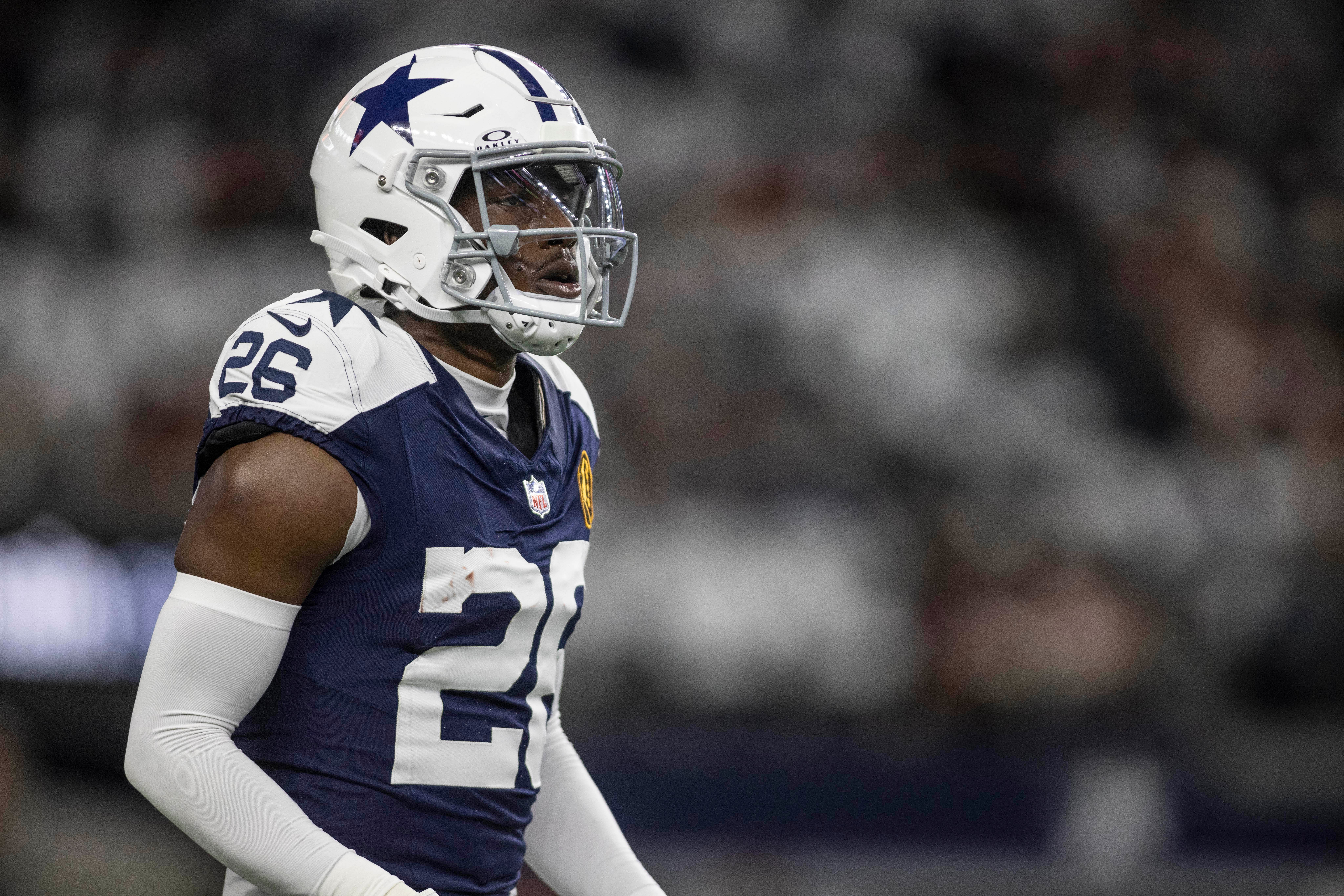 Dallas Cowboys cornerback DaRon Bland (26) on the field before the game against the Washington Commanders at AT&T Stadium.