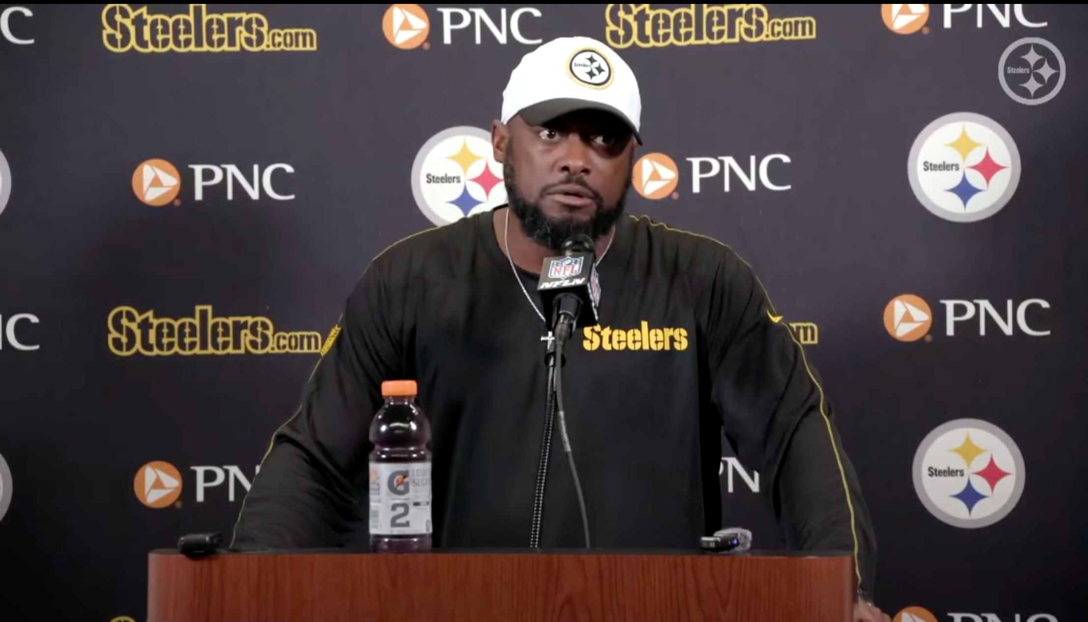 Pittsburgh Steelers HC Mike Tomlin addresses the media following Week 3 2024 Preseason loss against Detroit Lions
