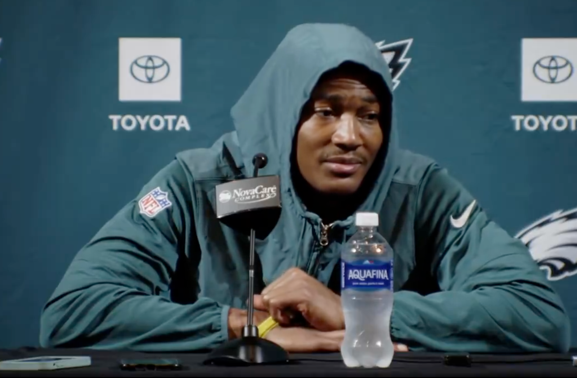 Philadelphia Eagles WR Devonta Smith speaks to the media.