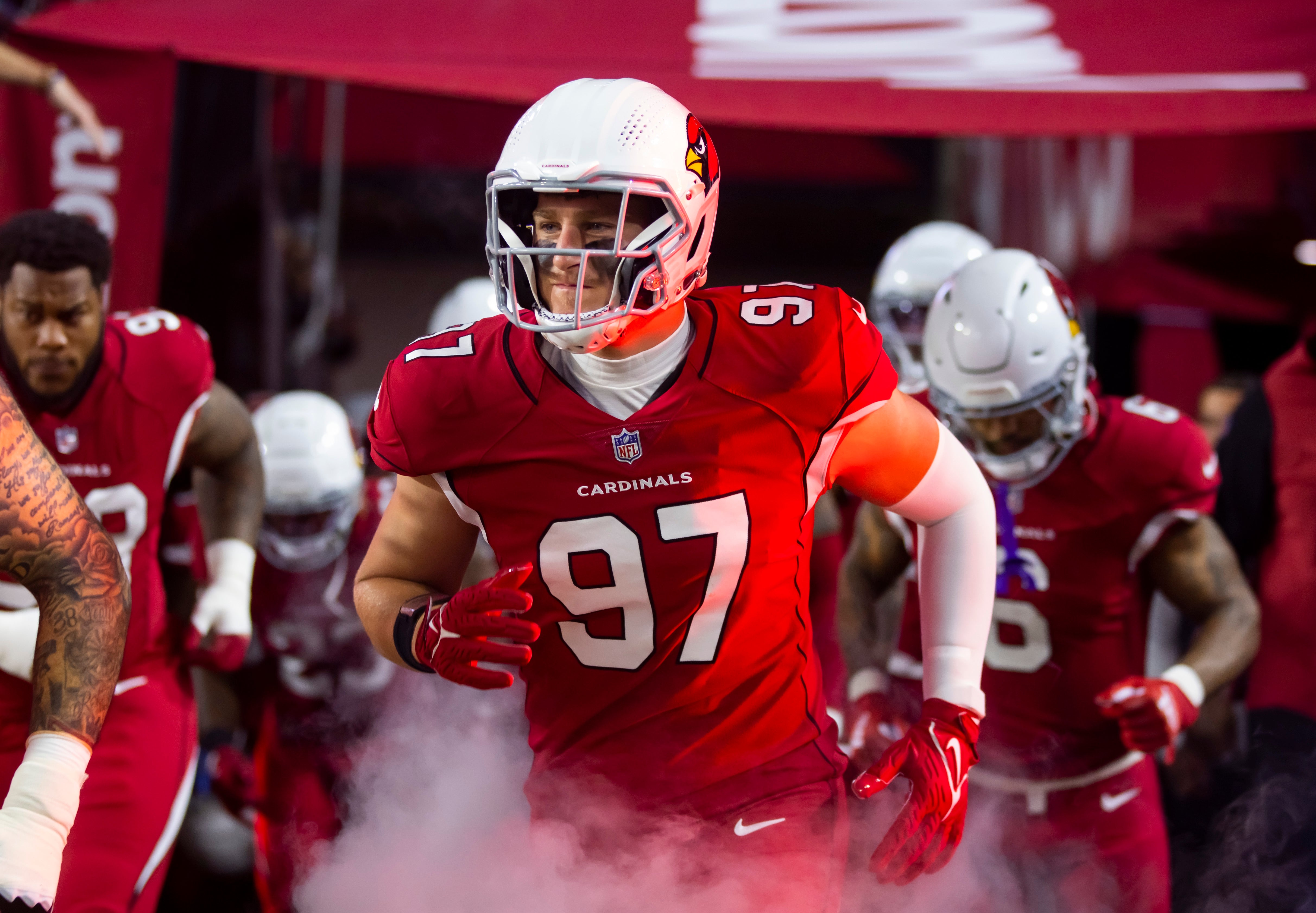 Dec 12, 2022; Glendale, Arizona, USA; Arizona Cardinals linebacker Cameron Thomas (97) against the New England Patriots at State Farm Stadium.