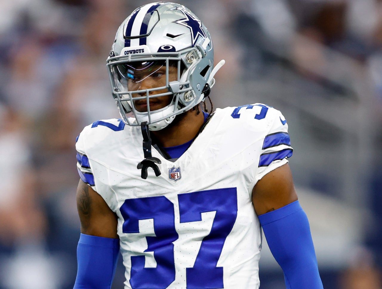 Aug 12, 2023; Arlington, Texas, USA; Dallas Cowboys cornerback Eric Scott Jr. (37) on the field in the first quarter against the Jacksonville Jaguars at AT&T Stadium.