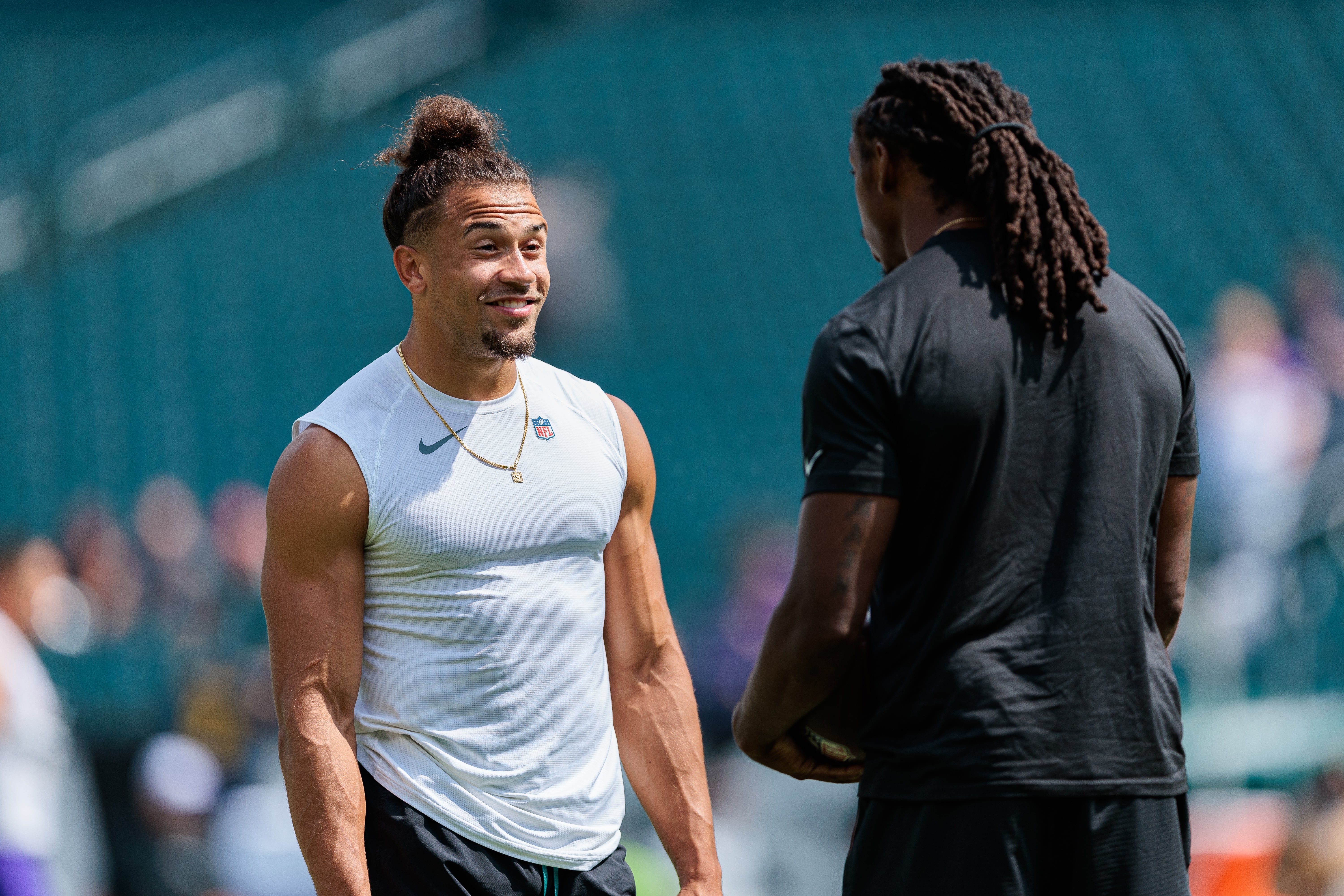 Philadelphia Eagles safety Sydney Brown (21) on the field before the game against the Minnesota Vikings at Lincoln Financial Field.