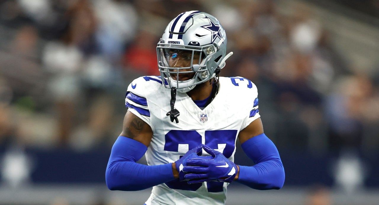 Aug 12, 2023; Arlington, Texas, USA; Dallas Cowboys cornerback Eric Scott Jr. (37) on the line of scrimmage against the Jacksonville Jaguars at AT&T Stadium.