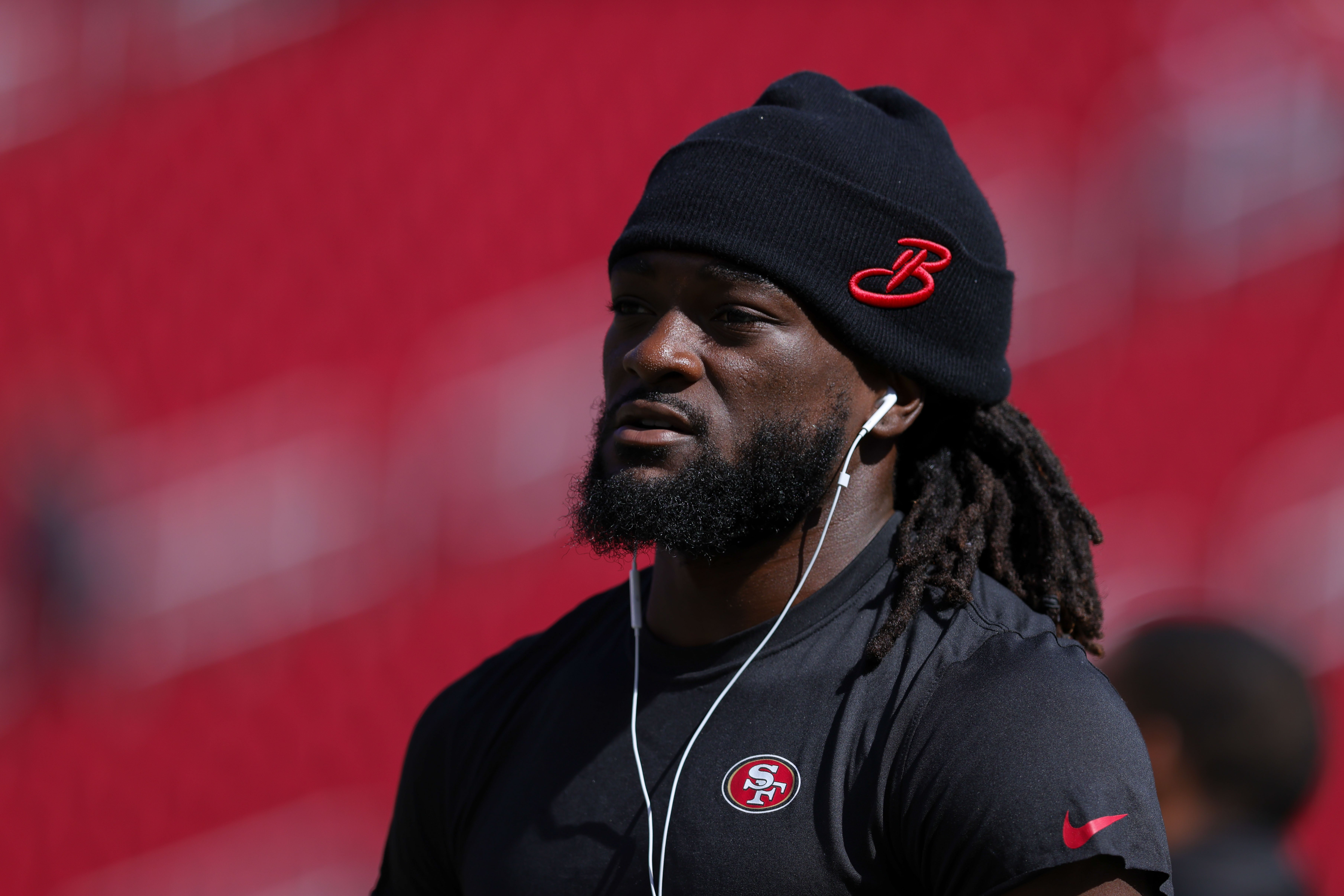 Oct 1, 2023; Santa Clara, California, USA; San Francisco 49ers wide receiver Brandon Aiyuk (11) warms up before the game against the Arizona Cardinals at Levi's Stadium.