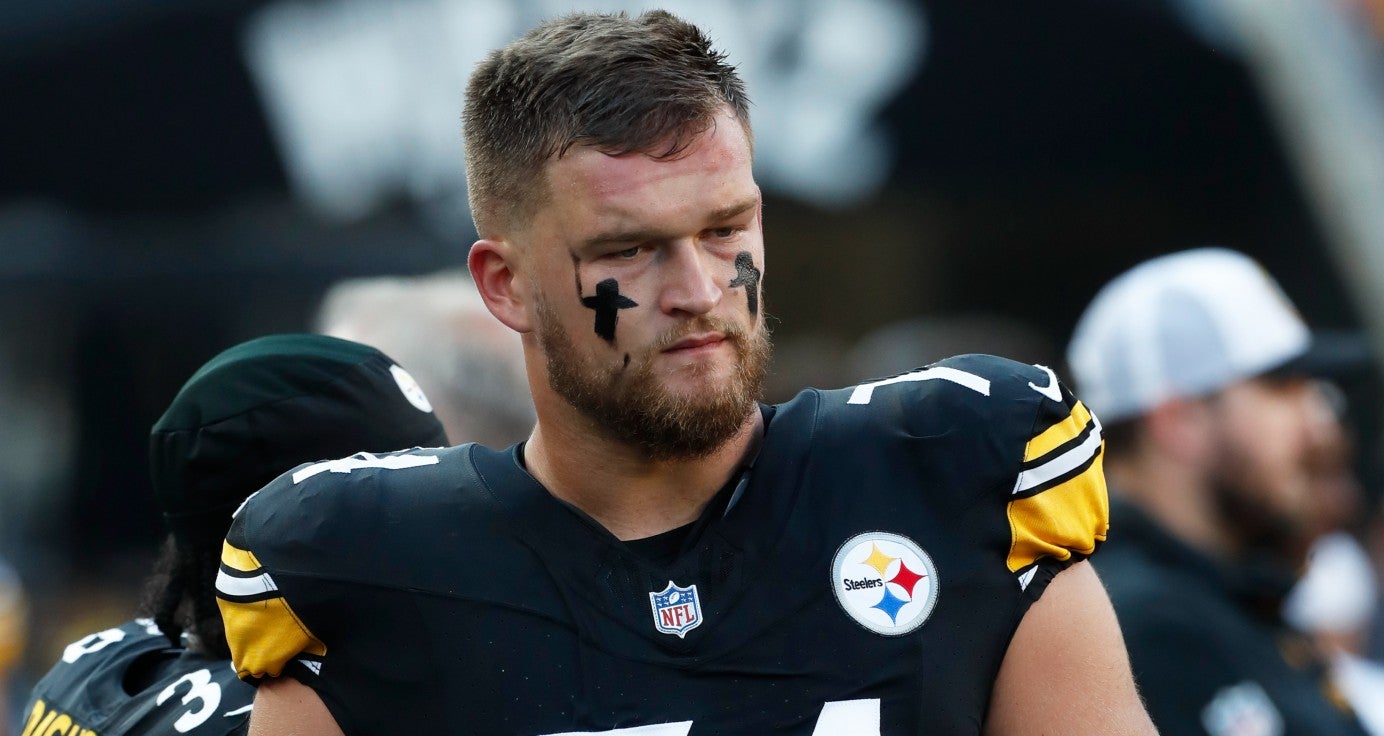 Aug 9, 2024; Pittsburgh, Pennsylvania, USA; Pittsburgh Steelers defensive tackle Logan Lee (74) on the field against the Houston Texans at Acrisure Stadium. Mandatory Credit: Charles LeClaire-Imagn Images