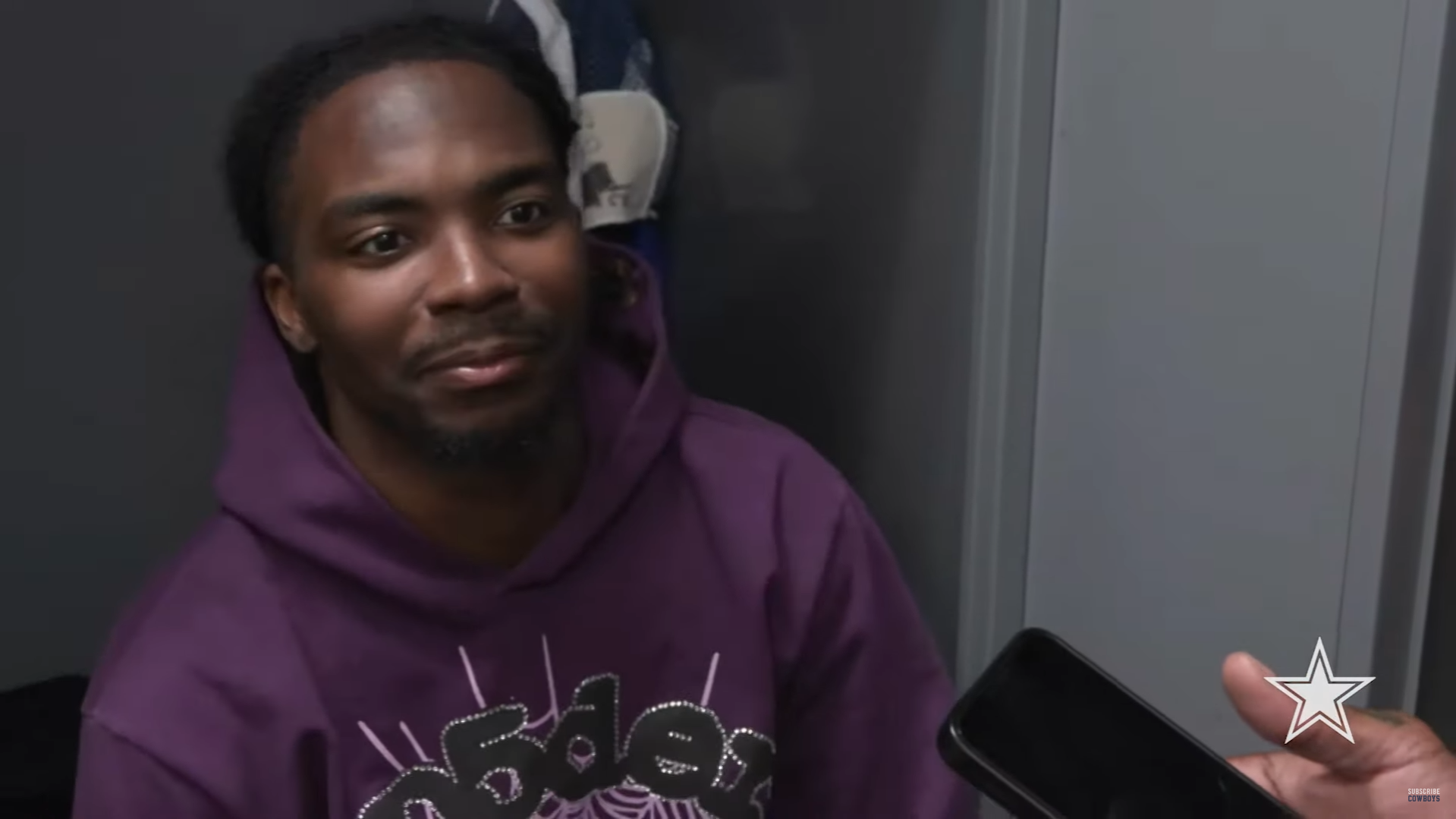 Dallas Cowboys rookie CB Caelen Carson talks to reporters after making NFL regular season debut.