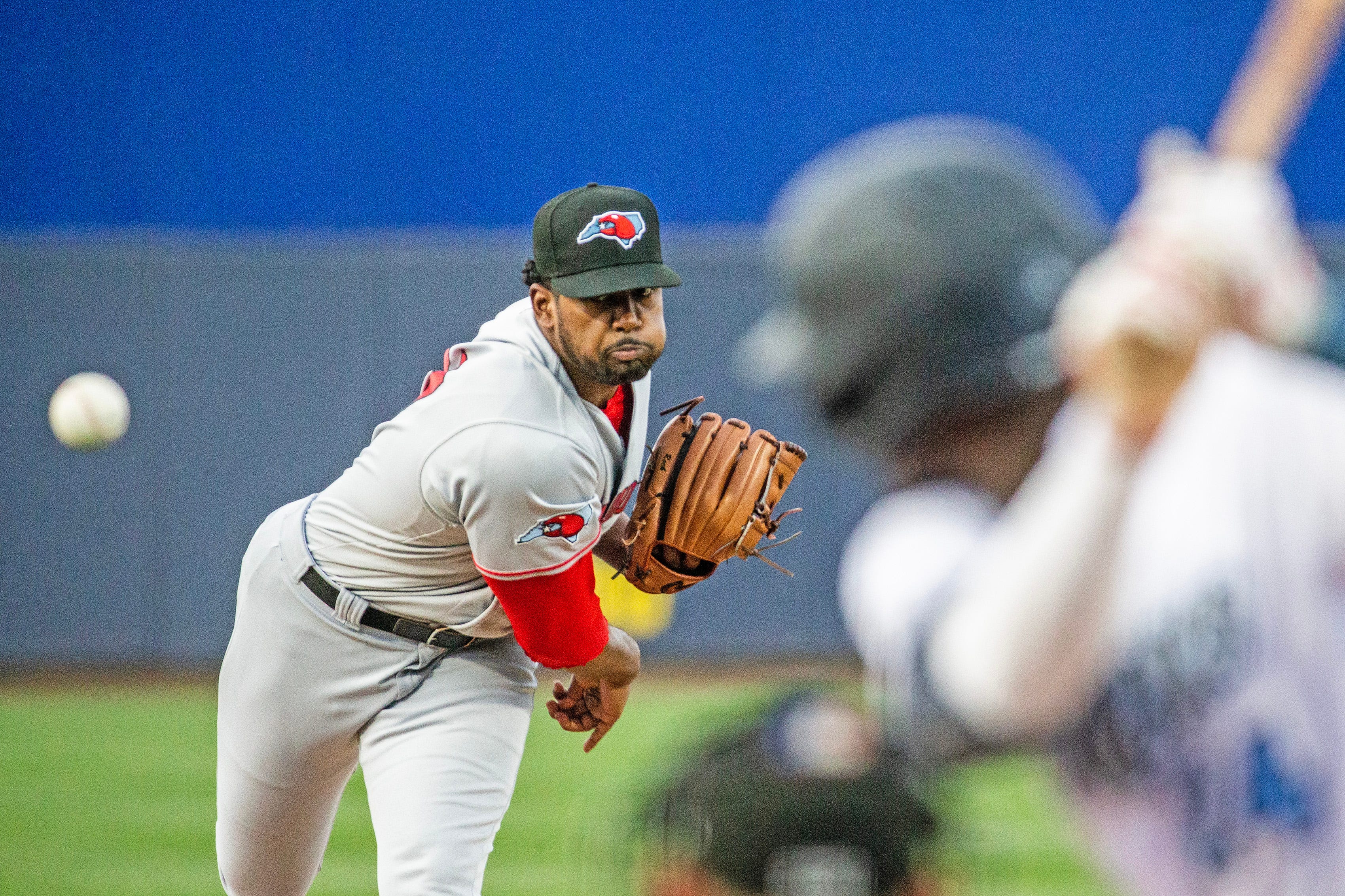 Hickory Crawdads pitcher Kumar Rocker pitches against the Wilmington Blue Rocks during the South Atlantic League home opener at Frawley Stadium in Wilmington, Tuesday, April 11, 2023. Hickory won 3-2.... Benjamin Chambers/Delaware News Journal-USA TODAY NETWORK