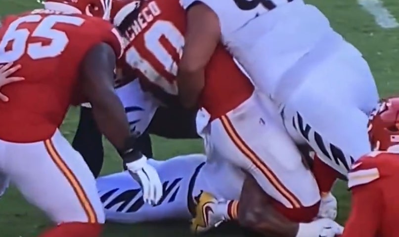 Chiefs RB Isiah Pacheco's ankle injury in Week 2 vs. Bengals.