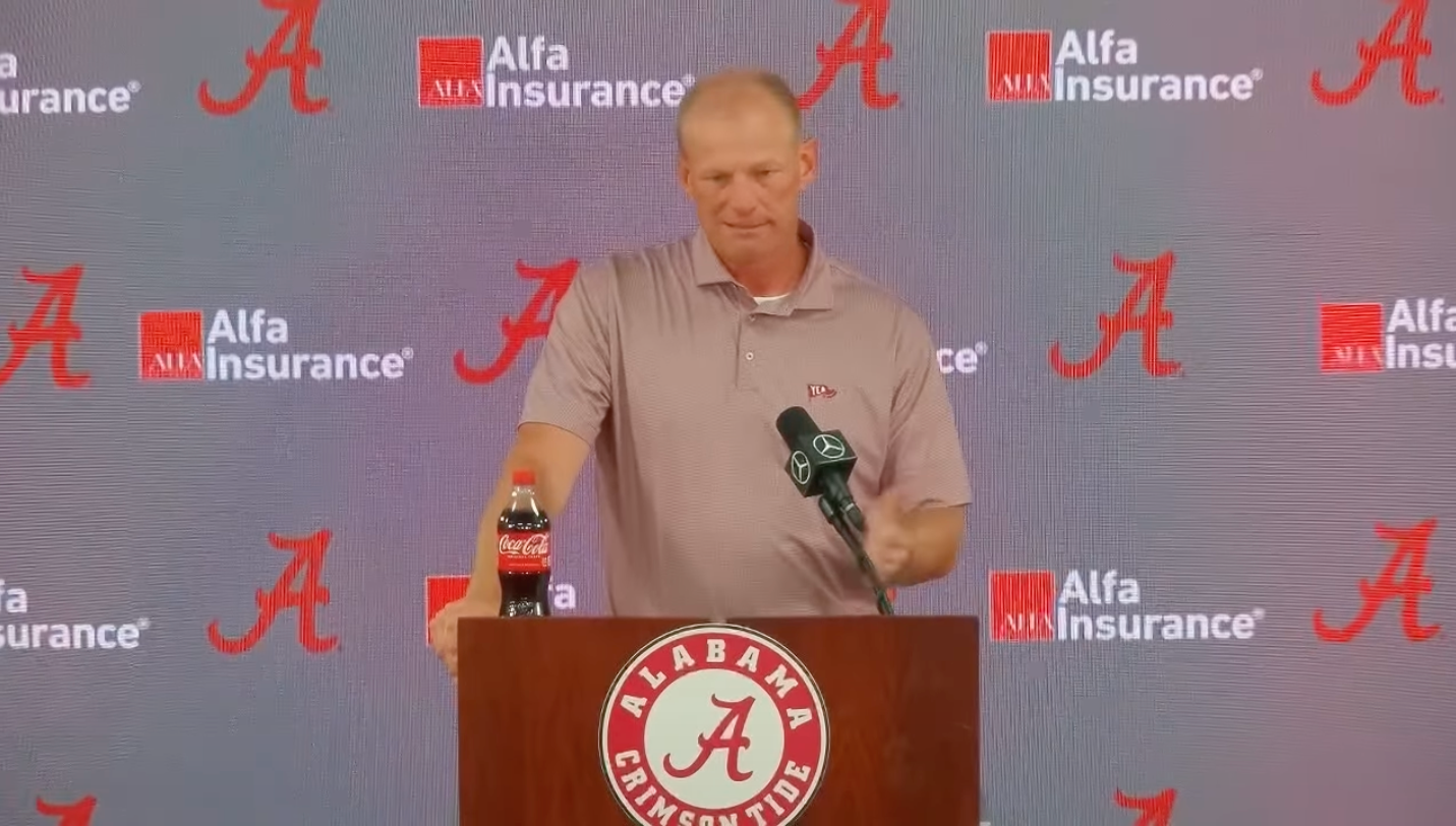 Alabama Crimson Tide HC Kalen DeBoer addresses the media during first bye week