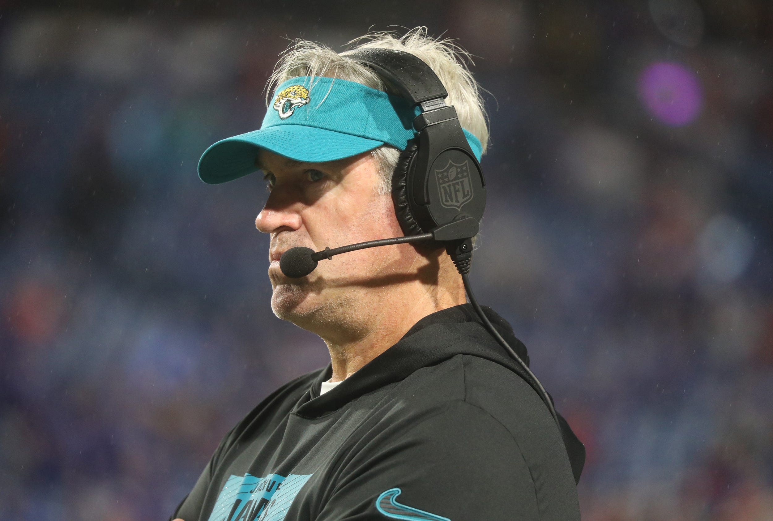 Jaguars head coach Doug Pederson watches as his team struggles to get a first down during the fourth quarter at Highmark Stadium in Orchard Park on Sept. 23, 2024.
