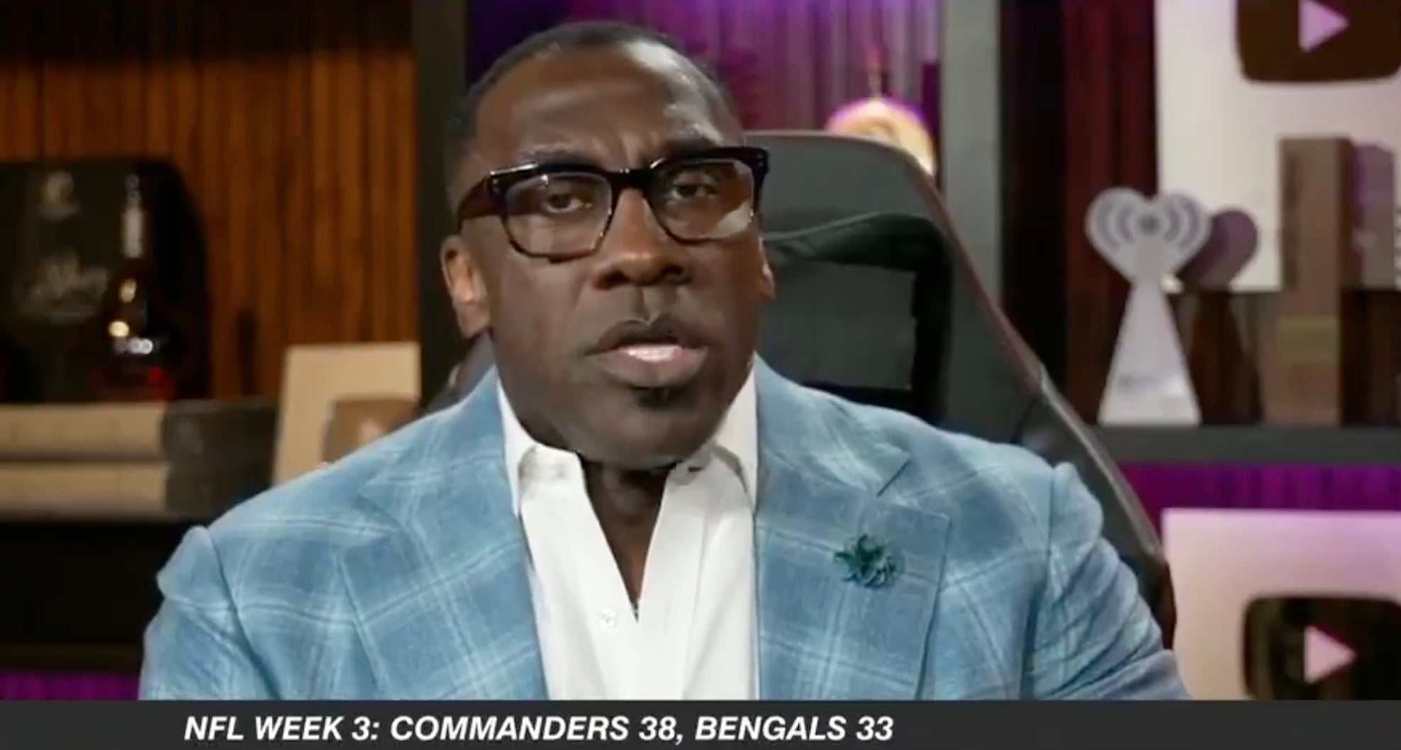 Shannon Sharpe discusses Bengals QB Joe Burrow's performance during a segment of ESPN's First Take on September 24, 2024.
