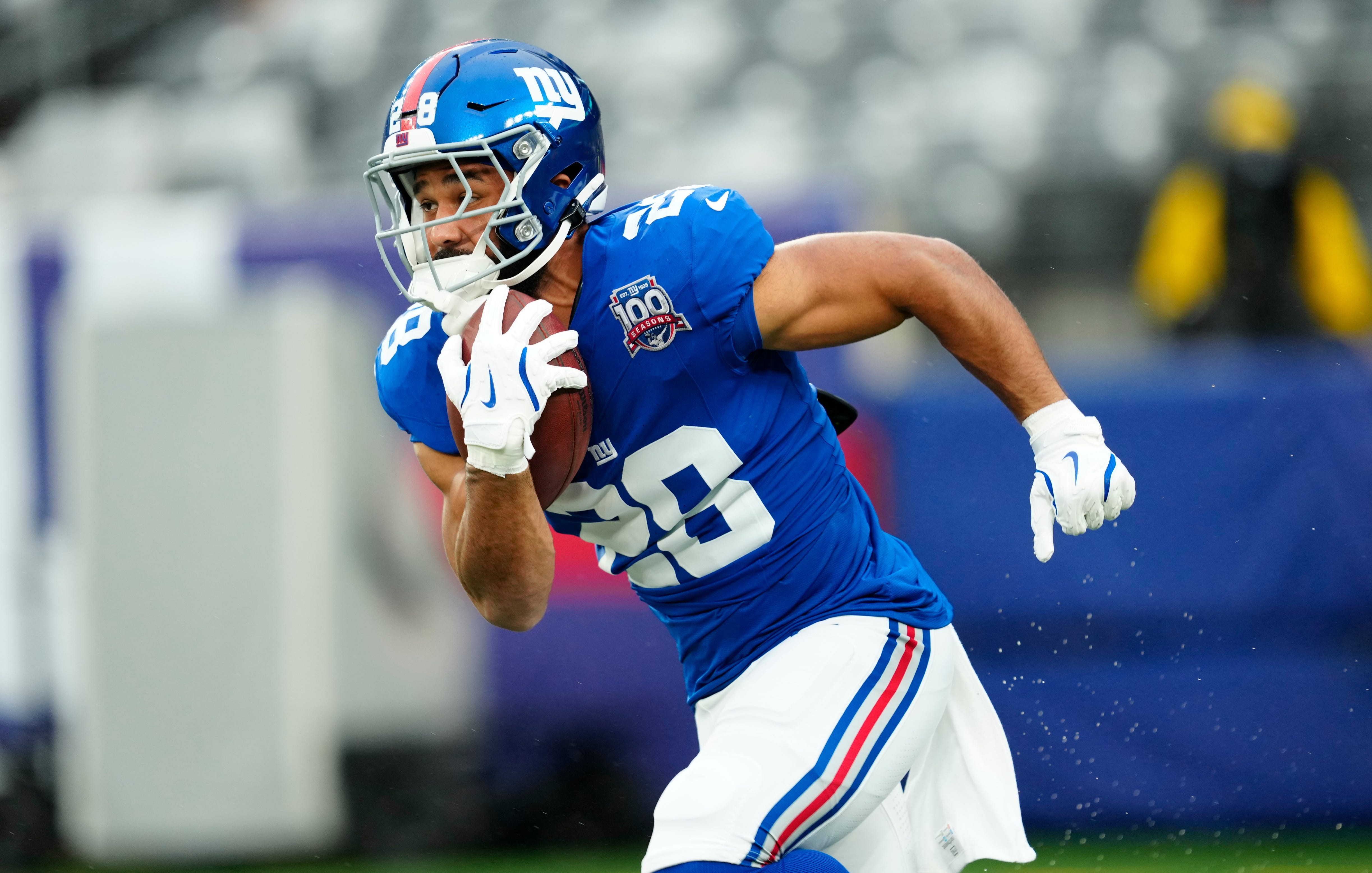 New York Giants cornerback David Long Jr. (20) is shown just before the first preseason game of the season, Thursday, August 8 2024, in East Rutherford.