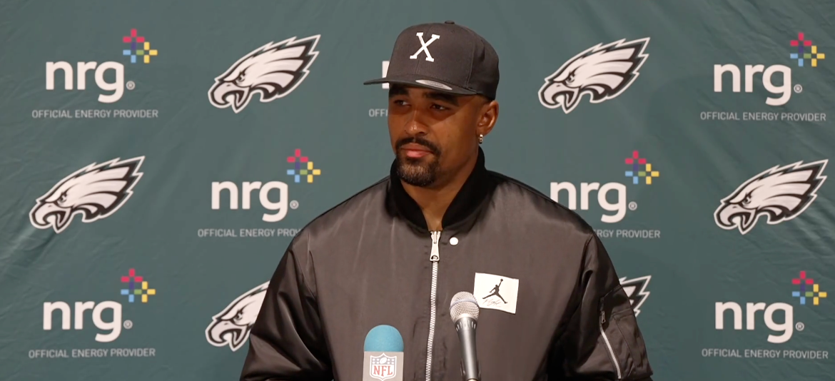 Philadelphia Eagles quarterback Jalen Hurts speaks to the media after Week 4 loss to Tampa Bay Buccaneers.