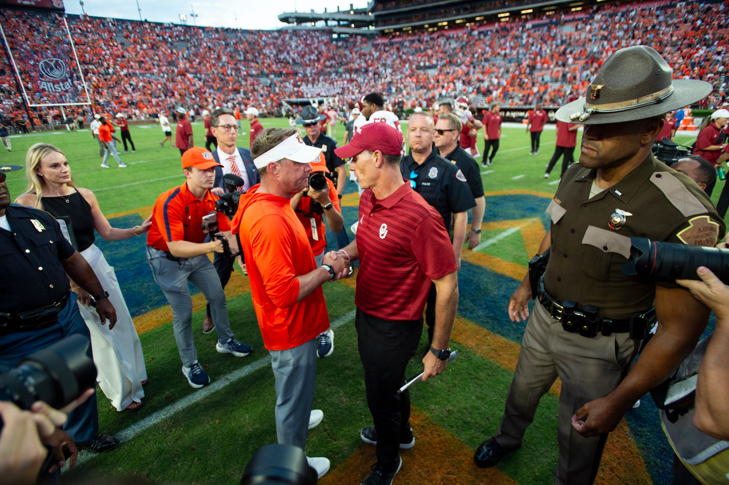 Oklahoma Sooners head coach Brent Venables Auburn Tigers head coach Hugh Freeze