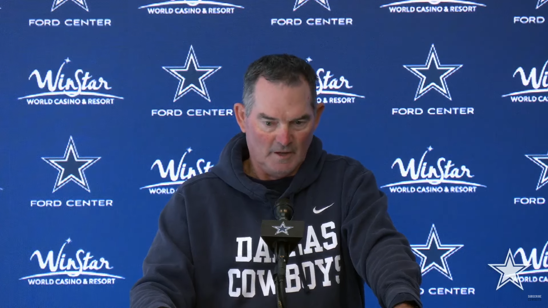 Dallas Cowboys defensive coordinator Mike Zimmer talks to reporters ahead of Week 5.