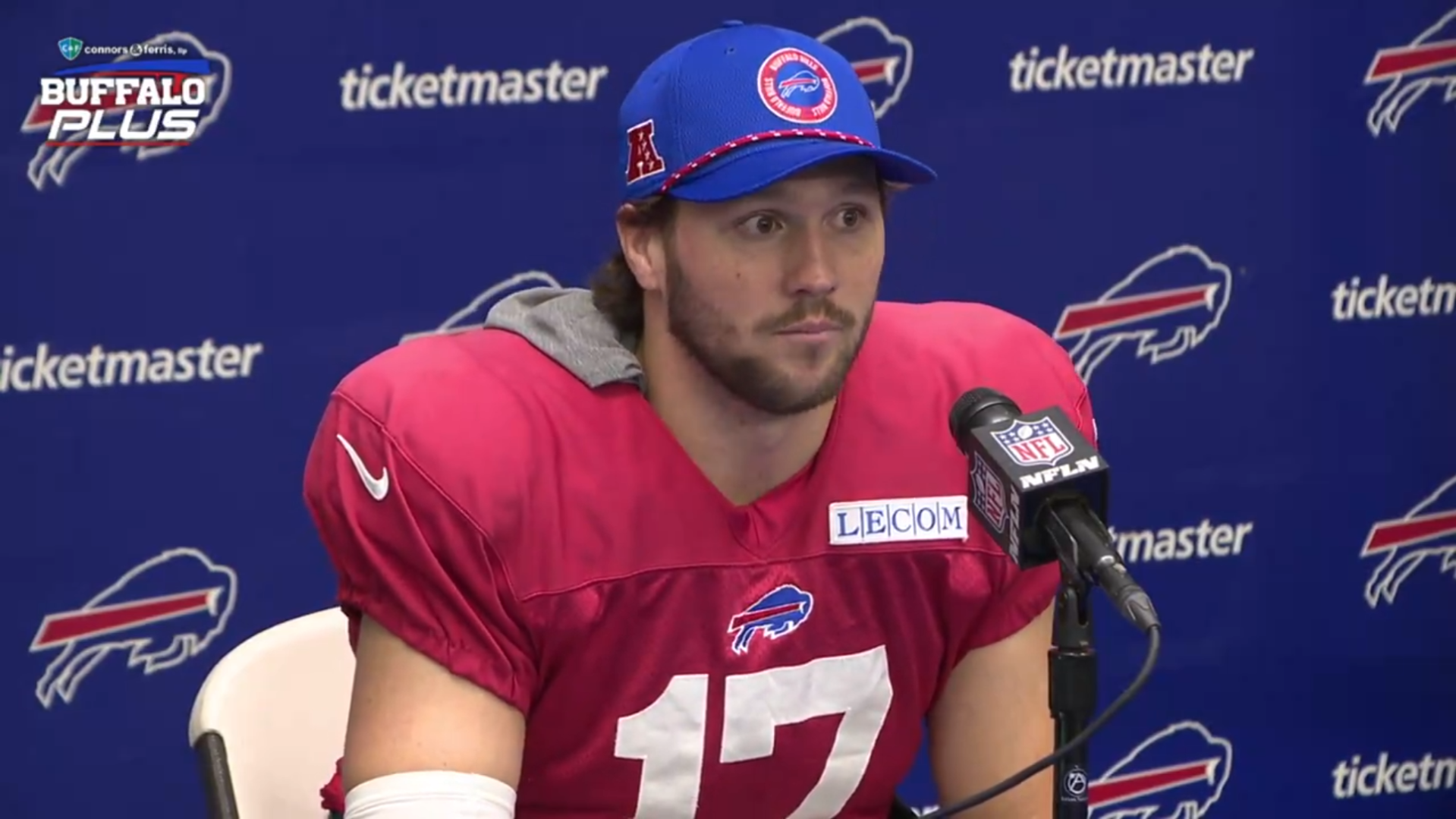 Buffalo Bills QB Josh Allen talks to reporters about upcoming matchup vs. Houston Texans.