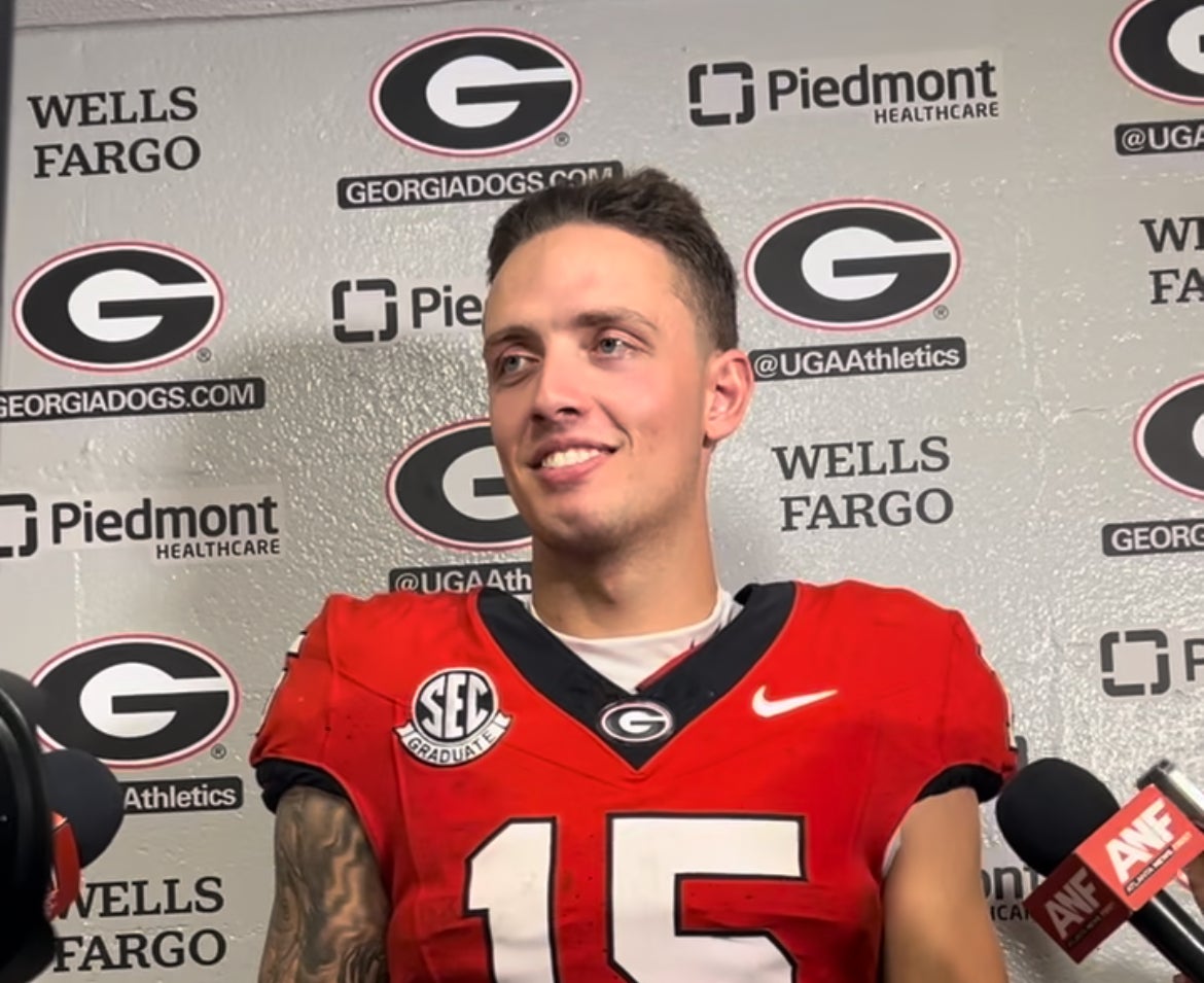 Georgia QB Carson Beck following the 31-13 win over Auburn on Saturday, October 5, 2024.