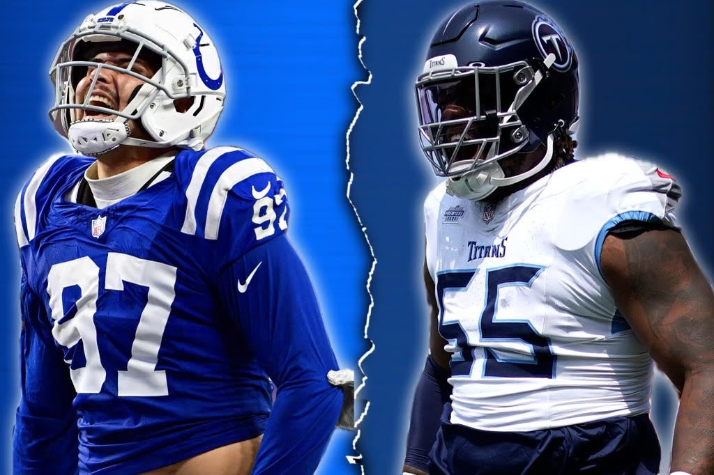 JC Latham Laiatu Latu Tennessee Titans Indianapolis Colts Week 6 NFL Offensive Line pass rush Edge Rusher Left Tackle AFC South Nissan Stadium Rookie 1st Round picks